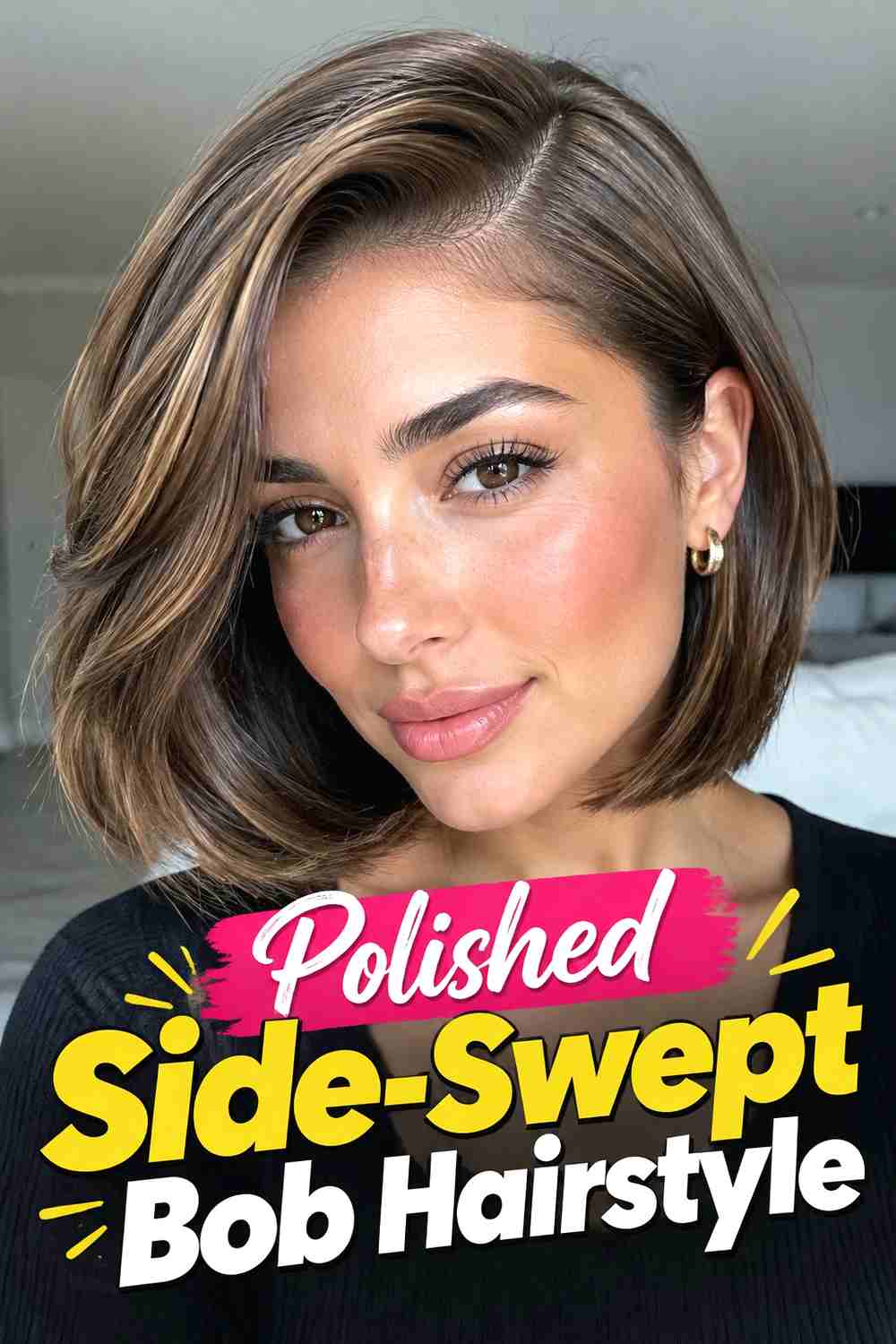 2. Polished Side Swept Bob Hairstyle