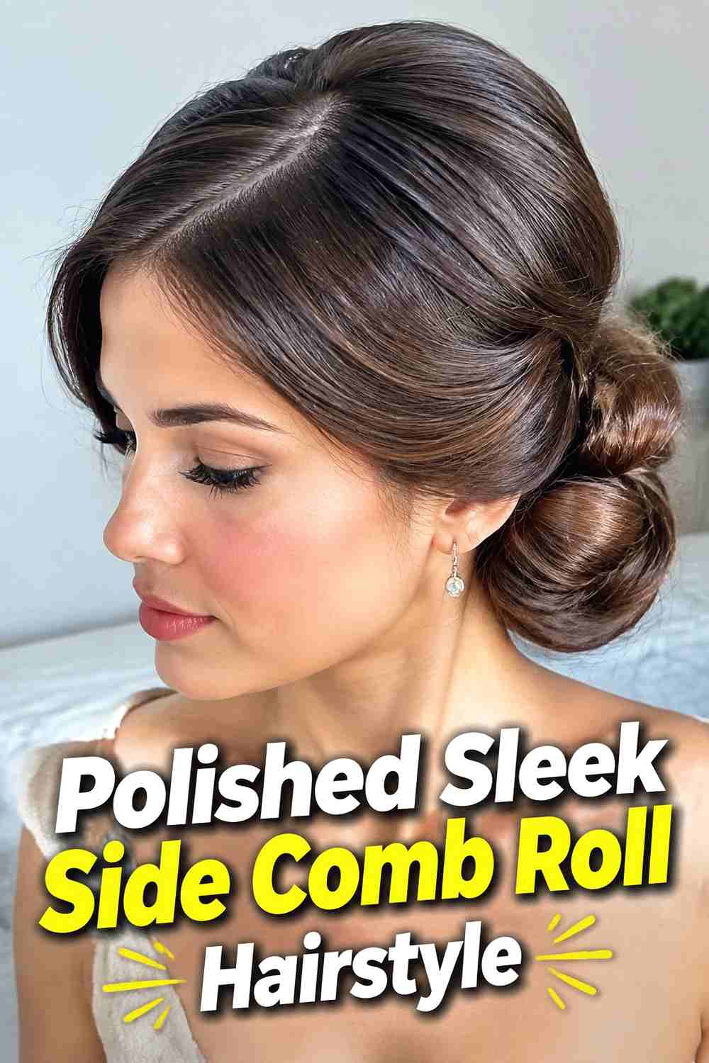 6. Polished Sleek Side Comb Roll Hairstyle