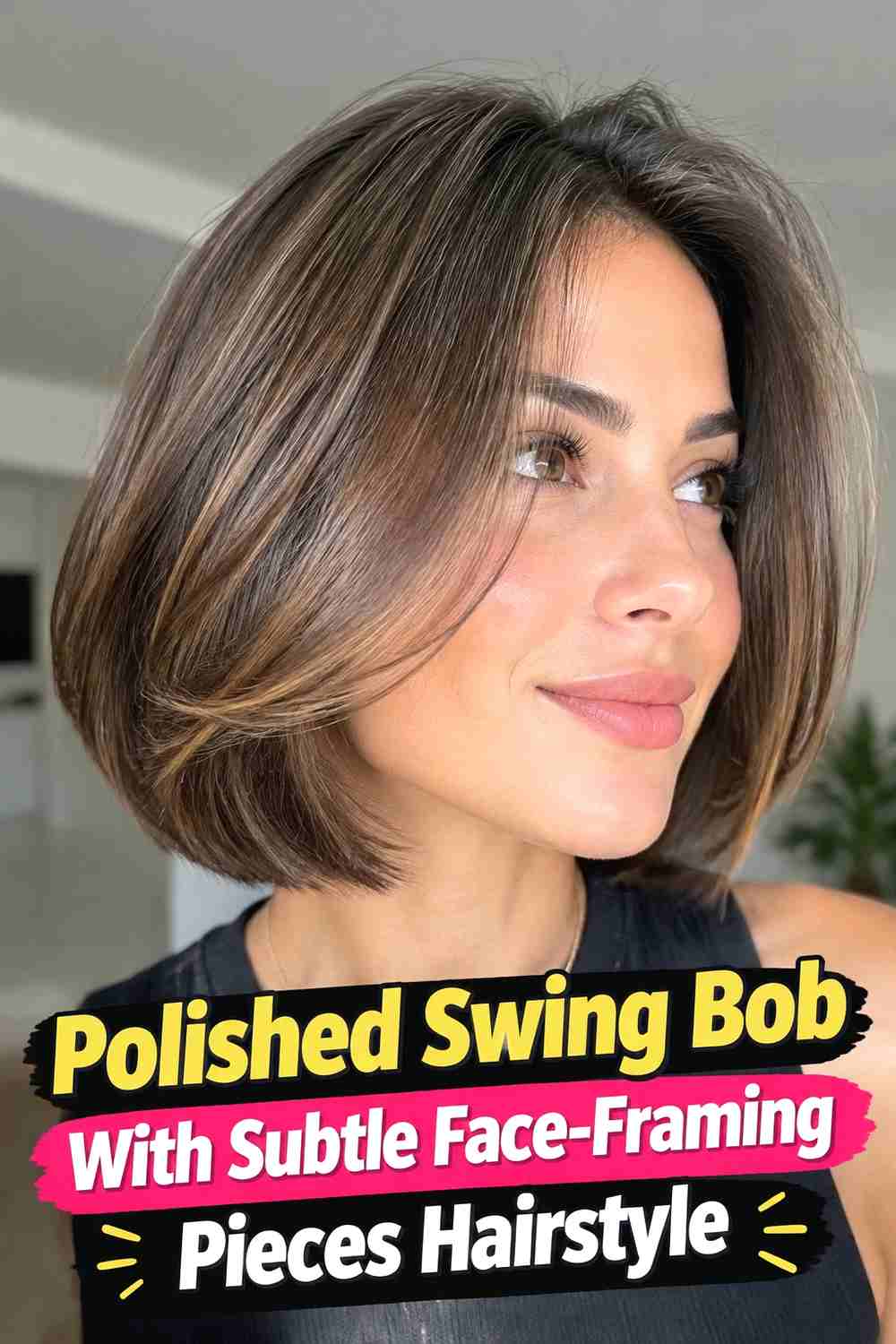 13. Polished Swing Bob With Subtle Face Framing Pieces Hairstyle