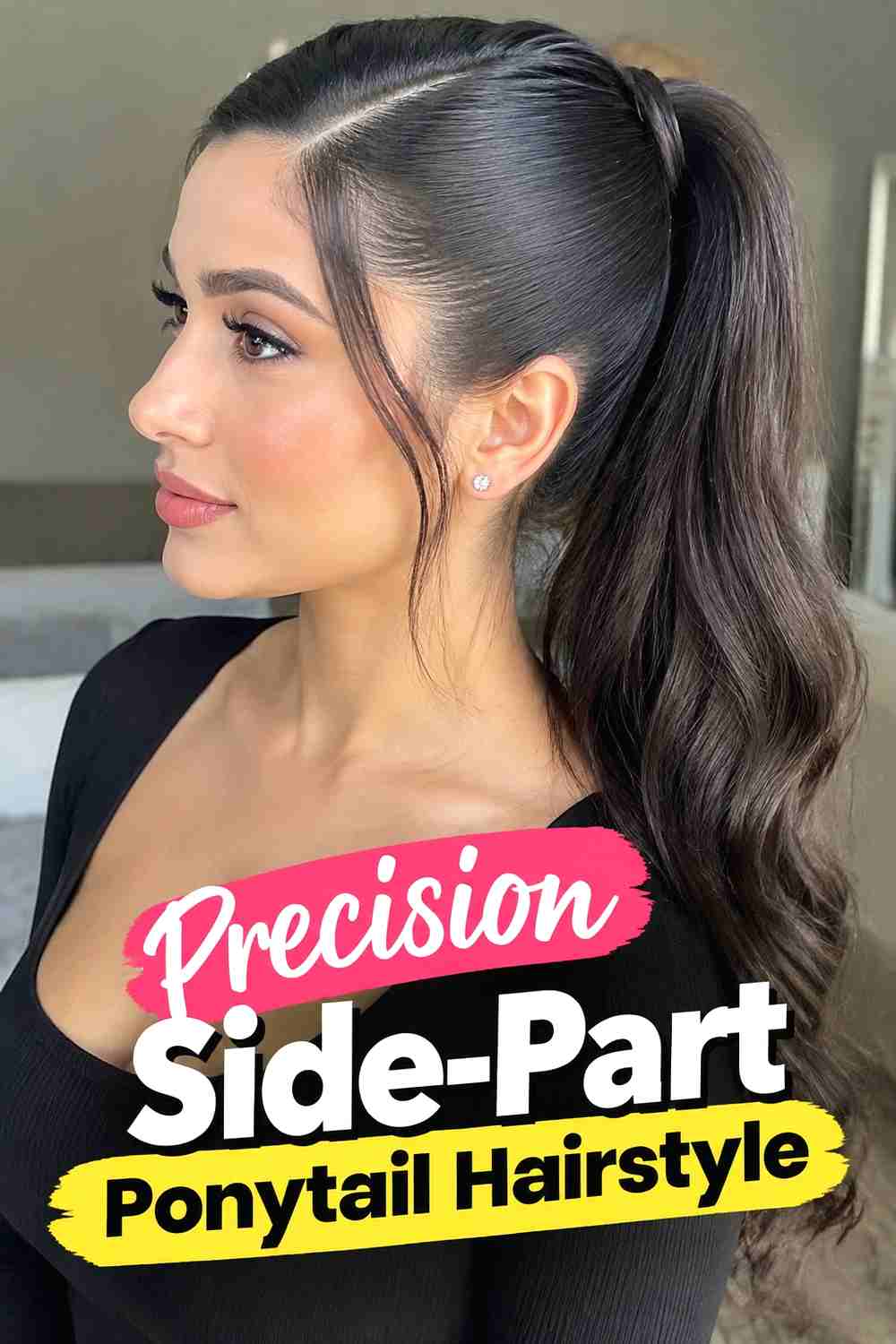 4. Precision Side Part Ponytail Hairstyle