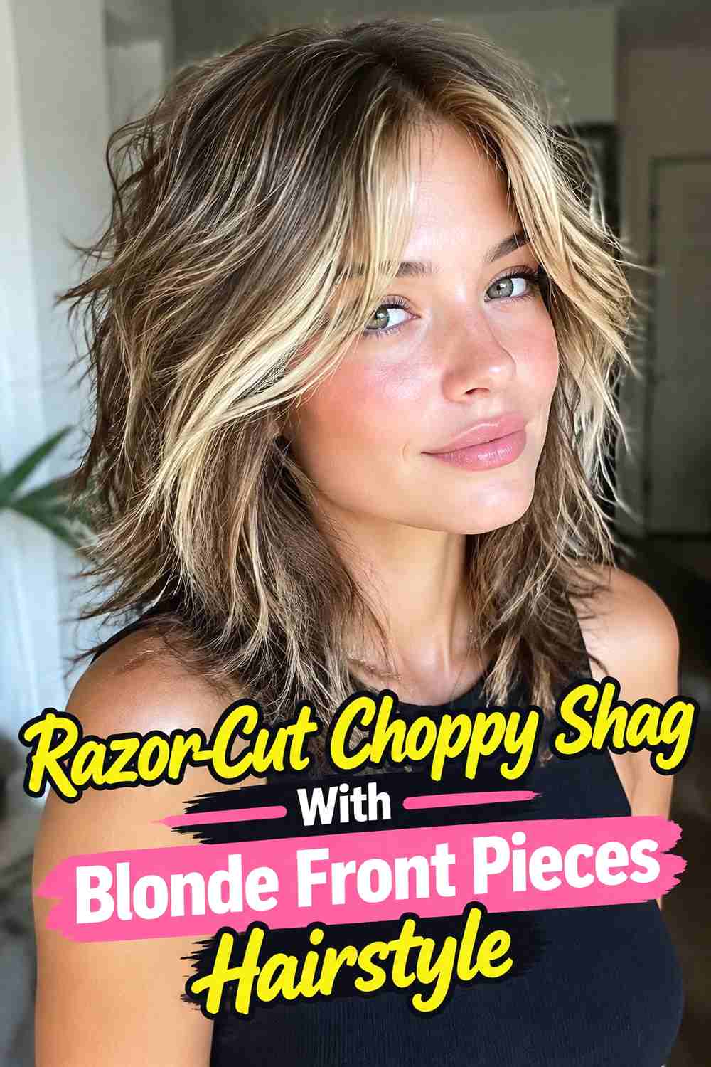 10. Razor Cut Choppy Shag With Blonde Front Pieces Hairstyle