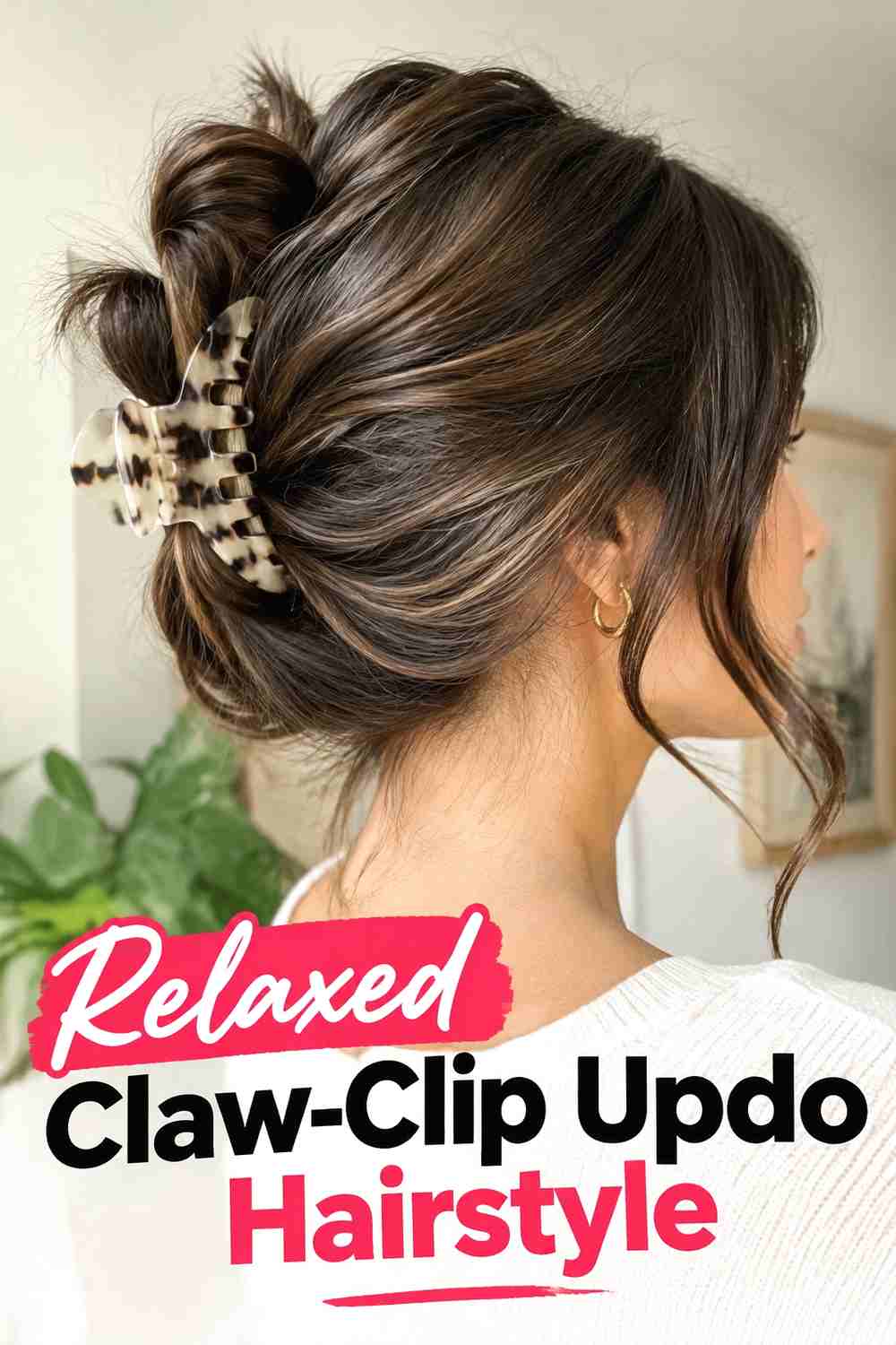 13. Relaxed Claw Clip Updo Hairstyle