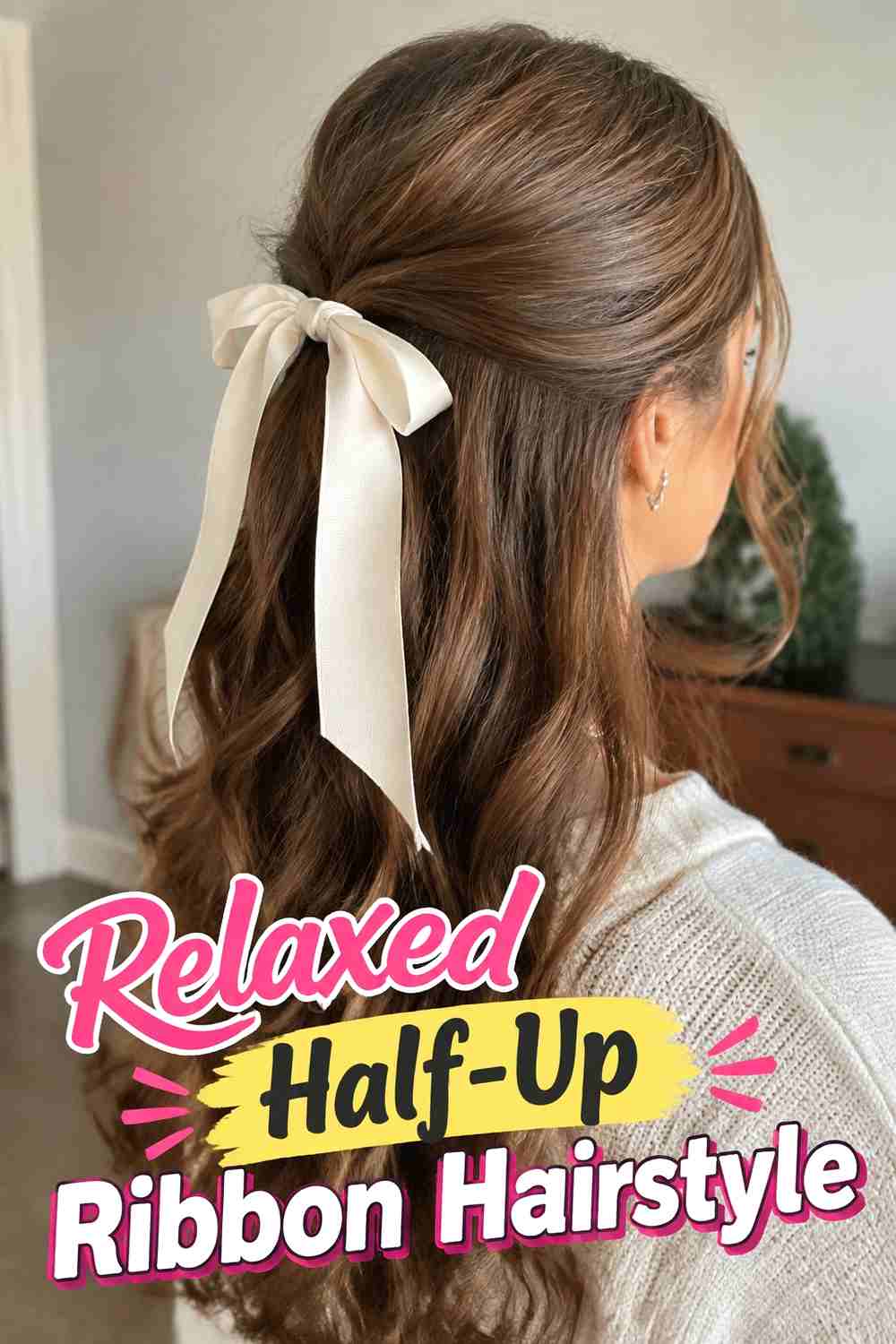 8. Relaxed Half Up Ribbon Hairstyle