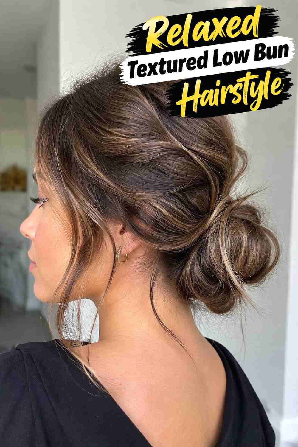 6. Relaxed Textured Low Bun Hairstyle