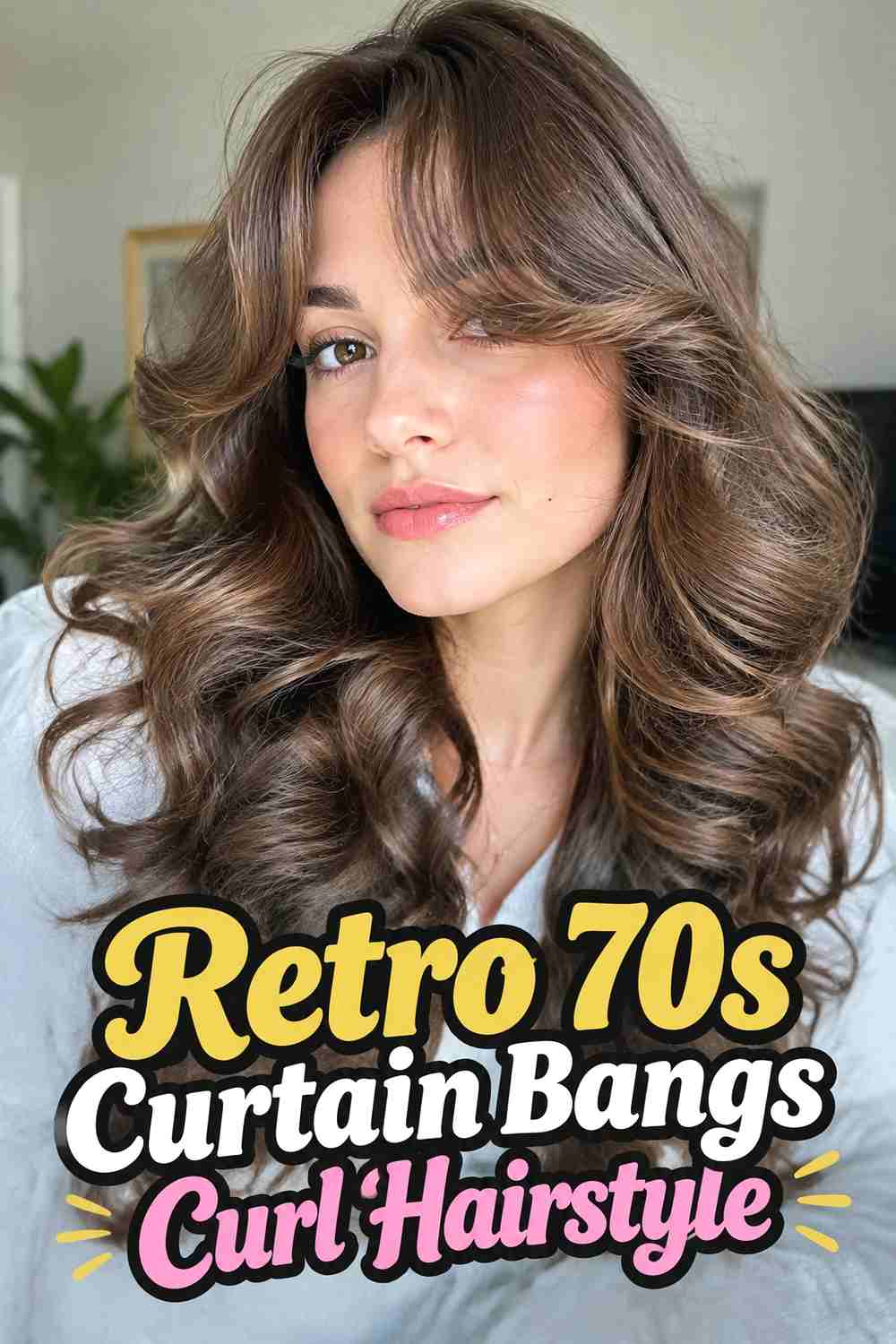 12. Retro 70s Curtain Bangs Curl Hairstyle