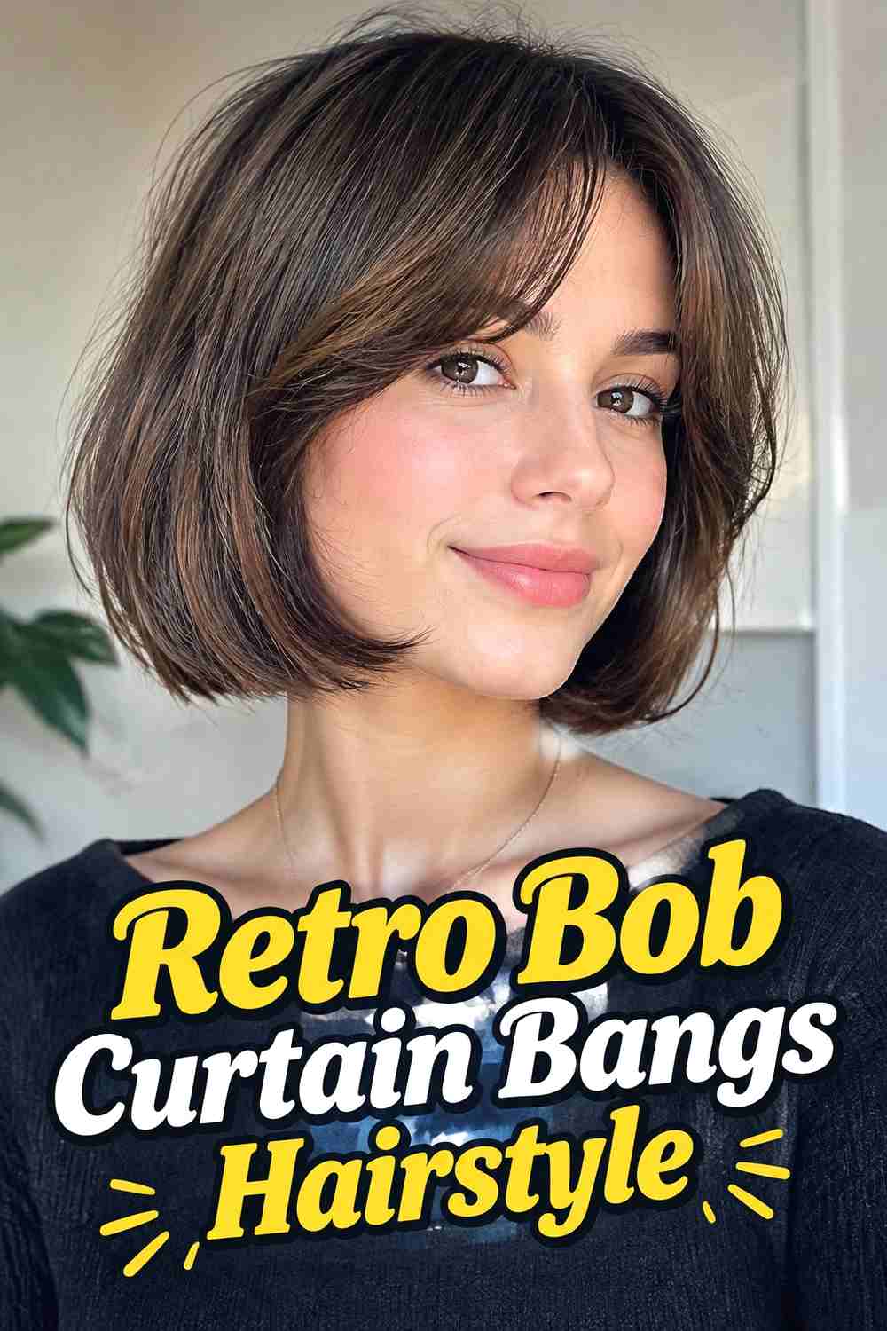 4. Retro Bob Curtain Bangs Hairstyle