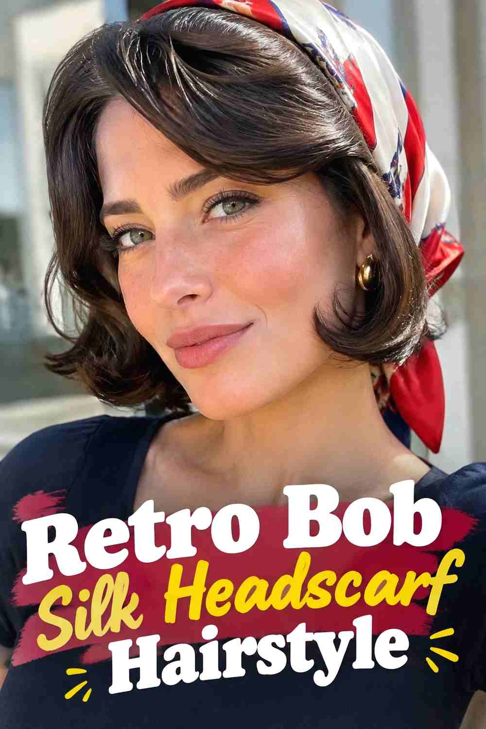 9. Retro Bob Silk Headscarf Hairstyle
