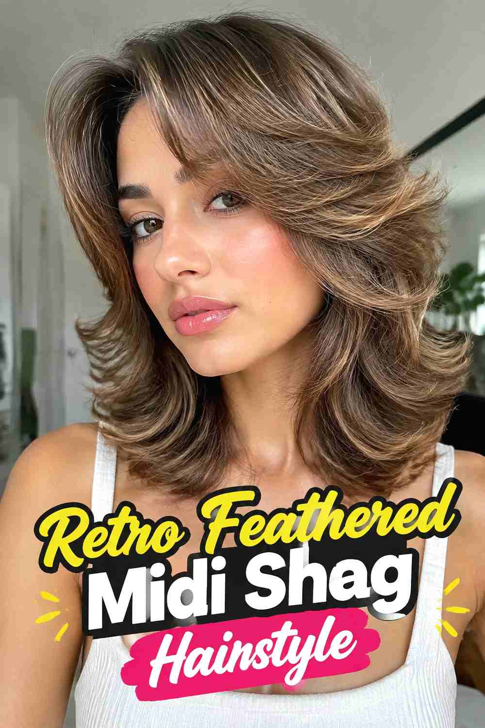 15. Retro Feathered Midi Shag Hairstyle