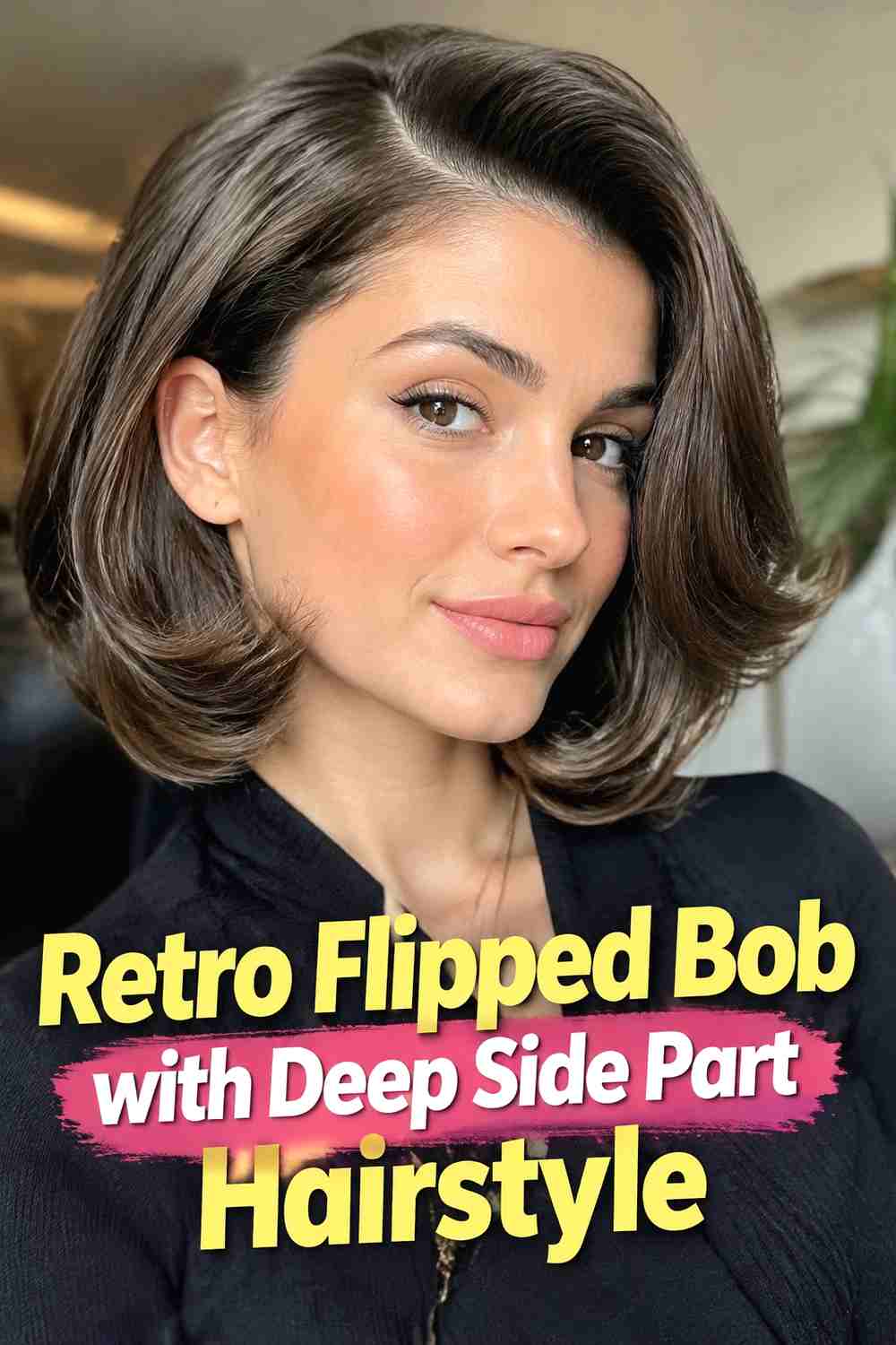16. Retro Flipped Bob With Deep Side Part Hairstyle