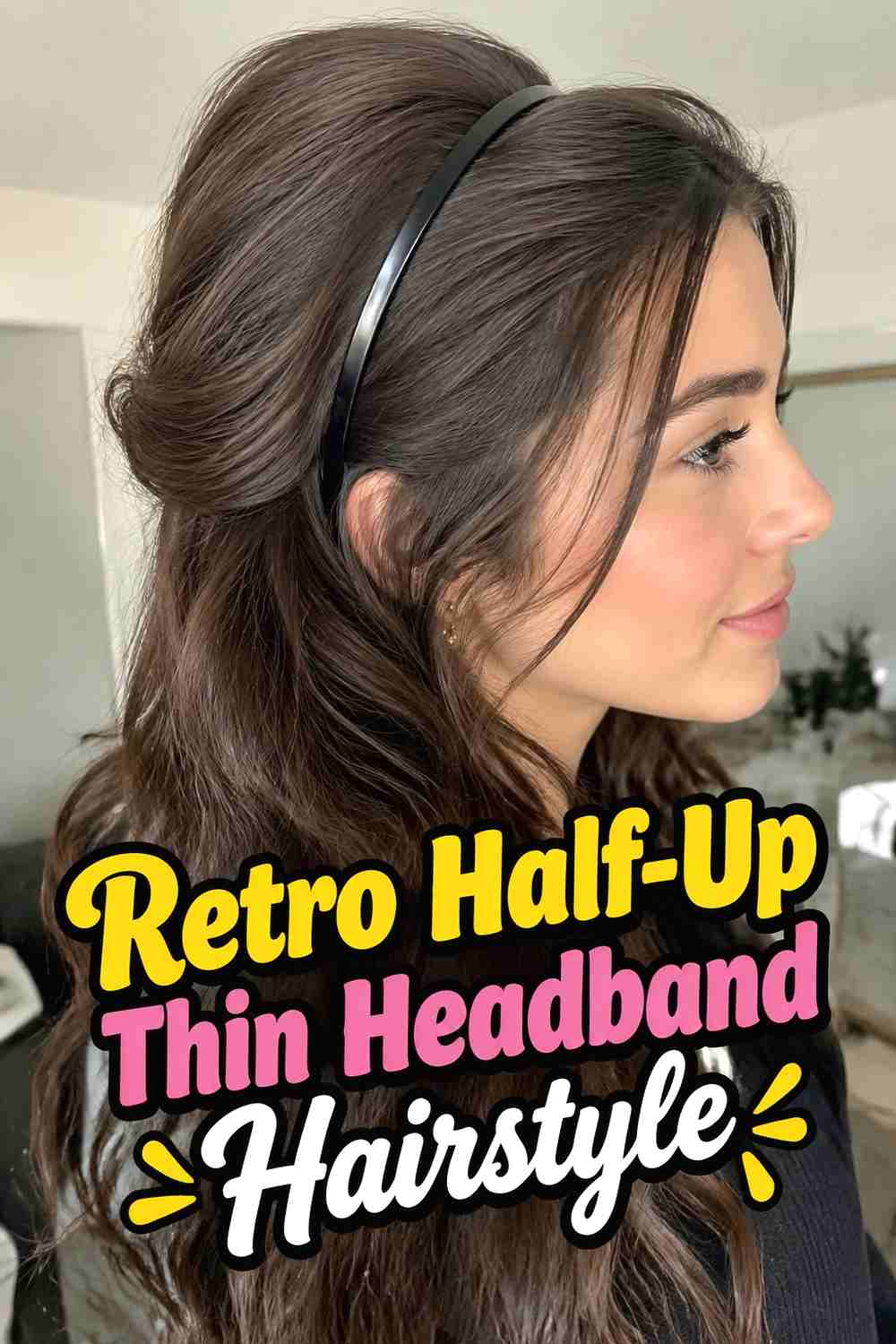 7. Retro Half Up Thin Headband Hairstyle
