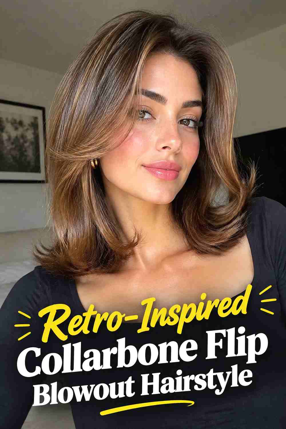 17. Retro Inspired Collarbone Flip Blowout Hairstyle