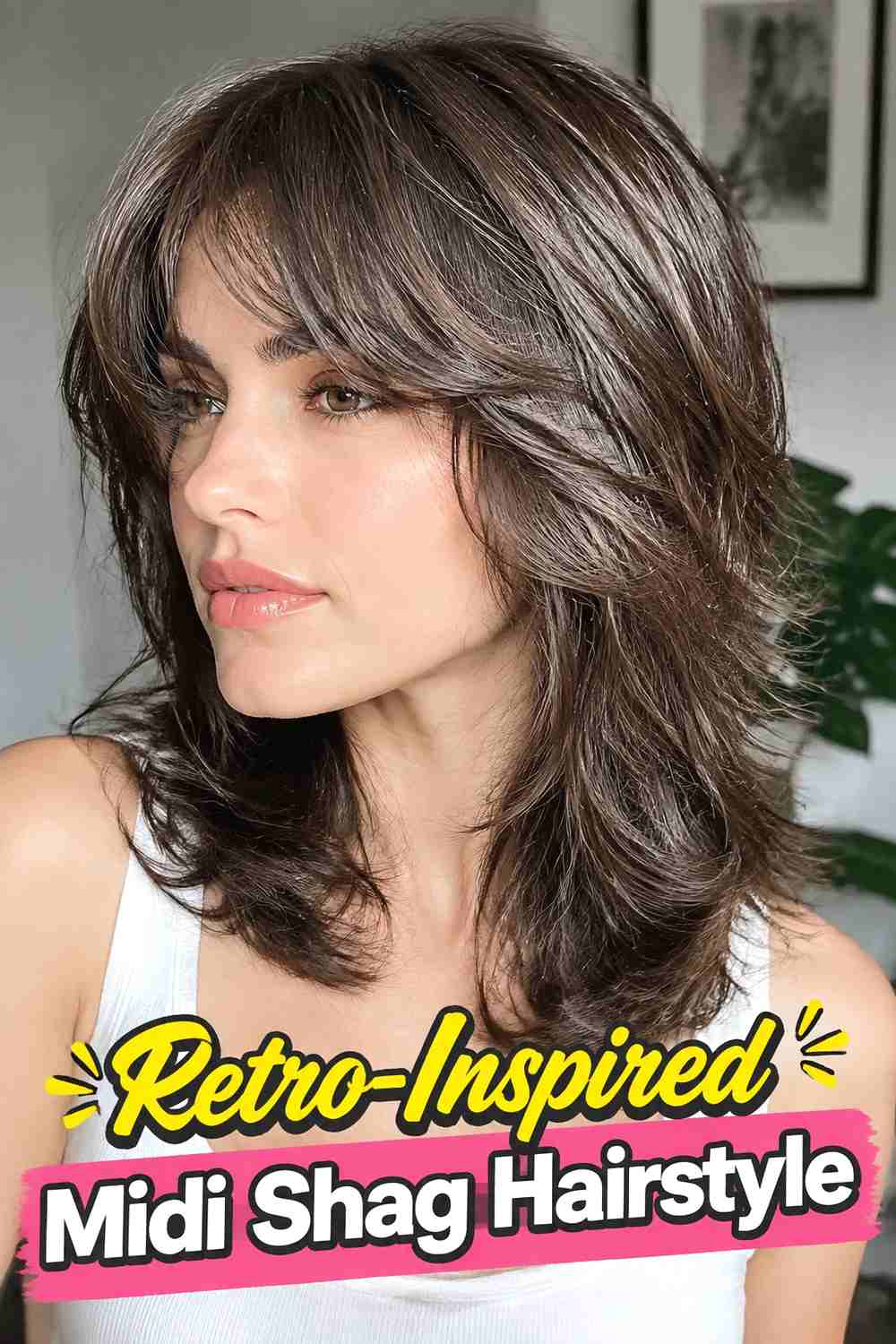 14. Retro Inspired Midi Shag Hairstyle