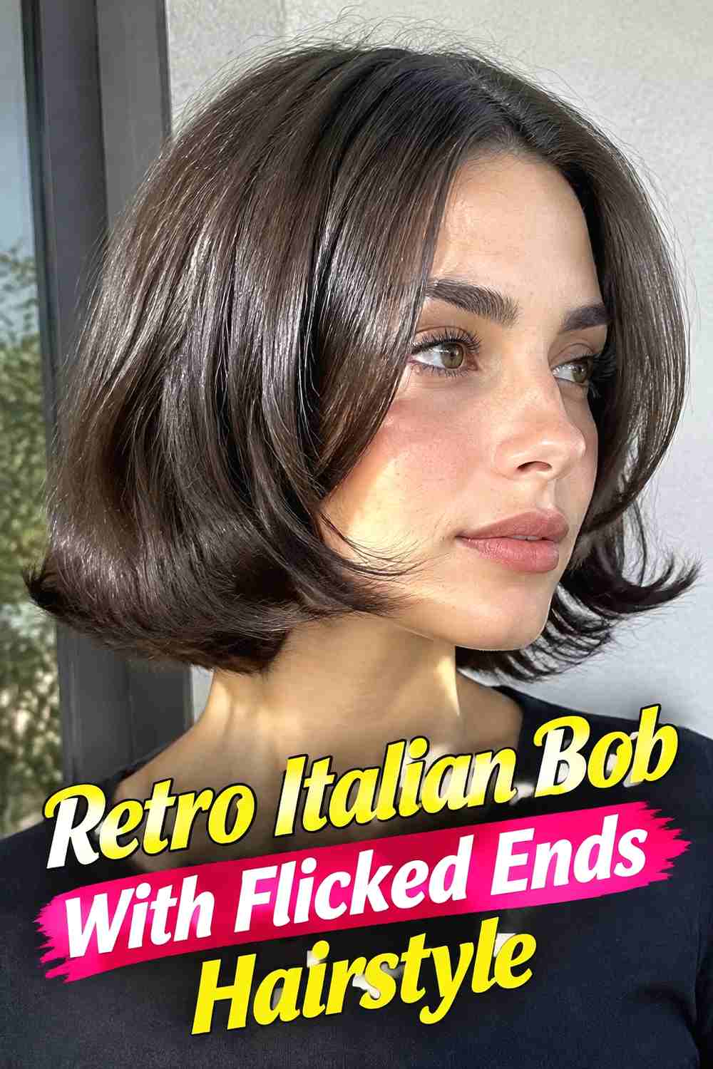 15. Retro Italian Bob With Flicked Ends Hairstyle