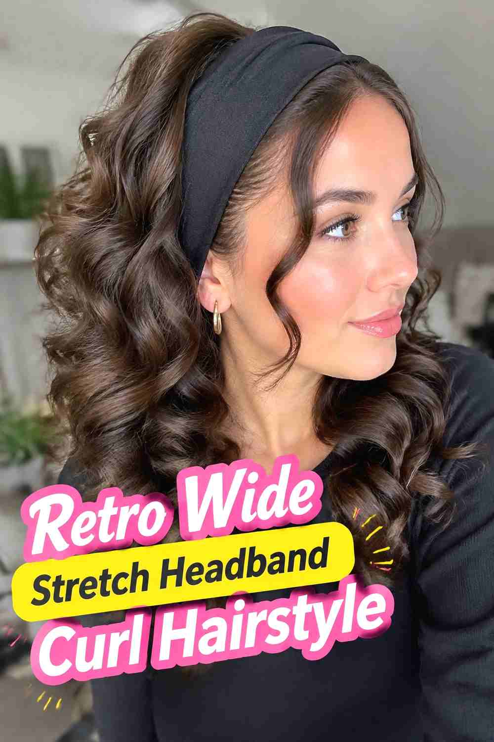 16. Retro Wide Stretch Headband Curl Hairstyle