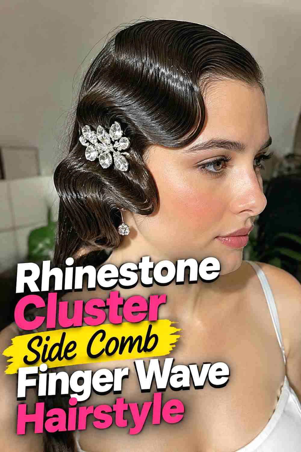 6. Rhinestone Cluster Side Comb Finger Wave Hairstyle