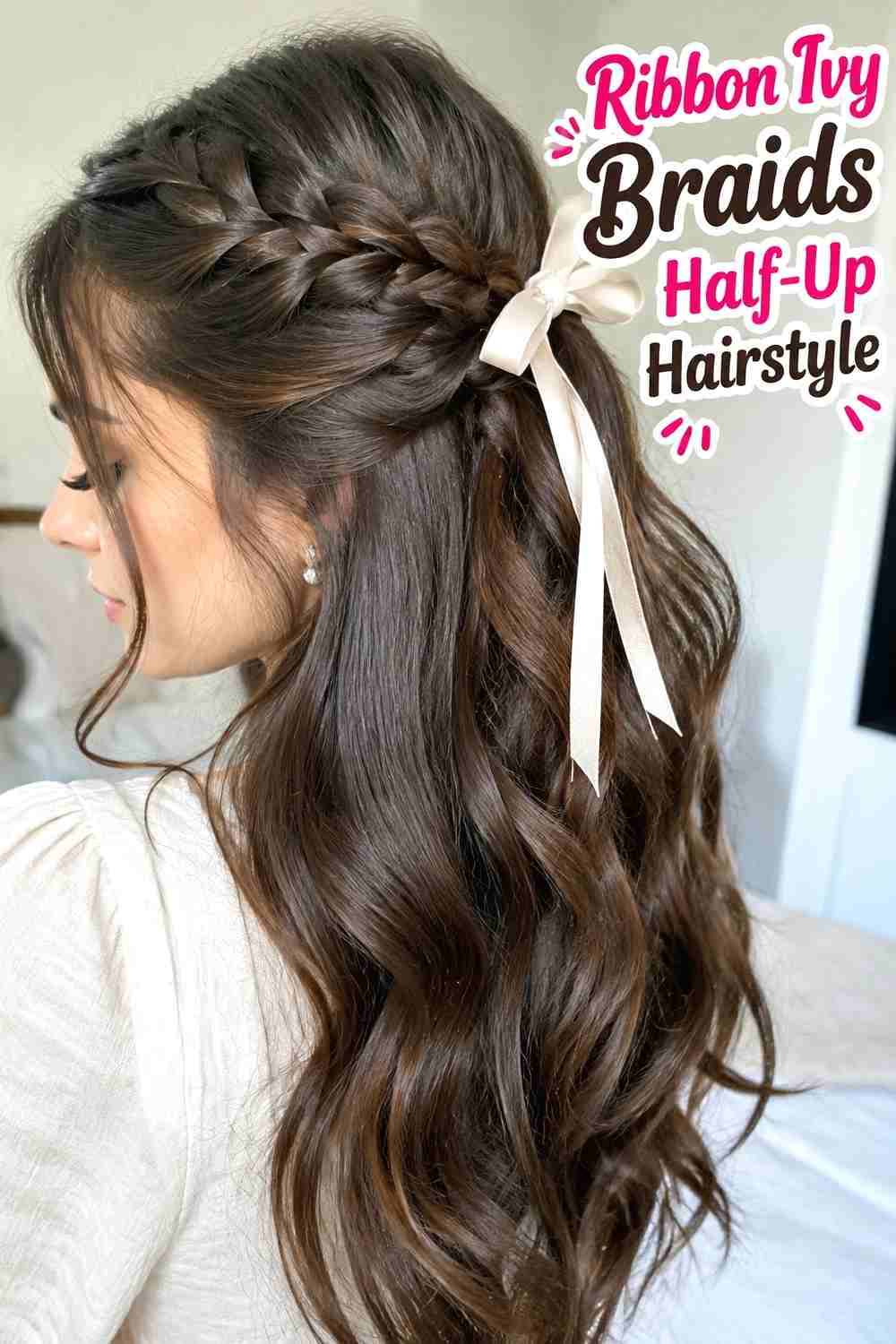 15. Ribbon Ivy Braids Half Up Hairstyle