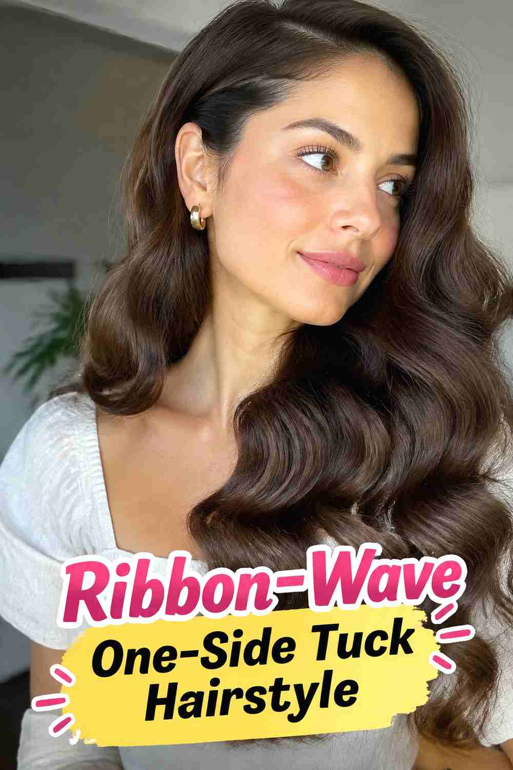 5. Ribbon Wave One Side Tuck Hairstyle
