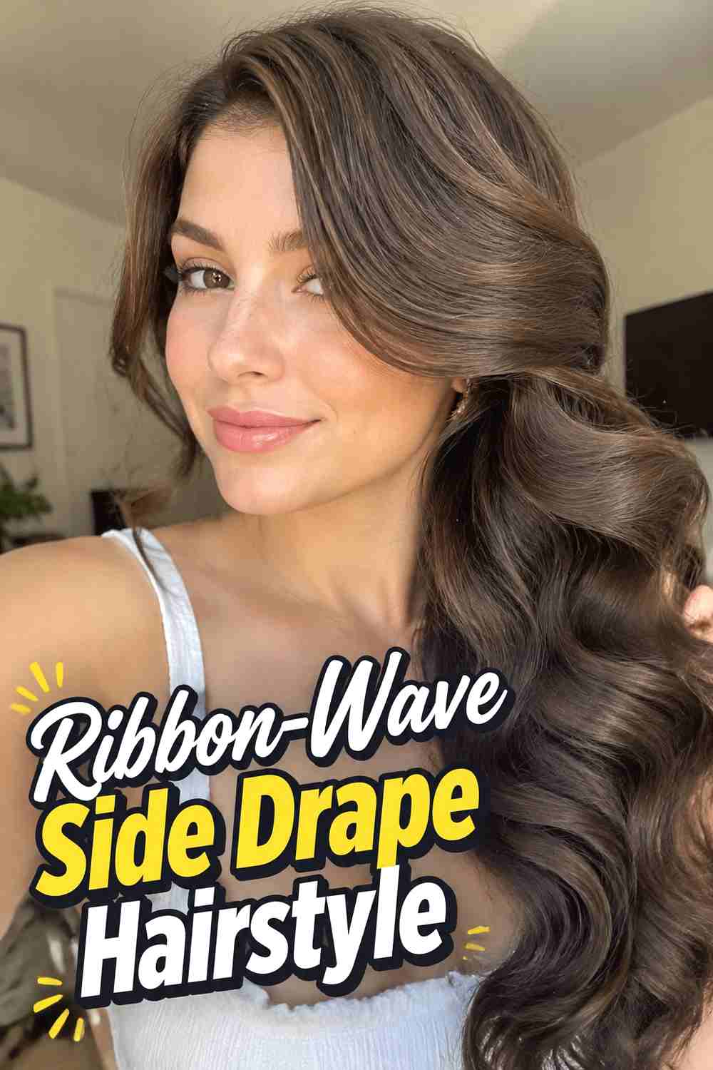 17. Ribbon Wave Side Drape Hairstyle