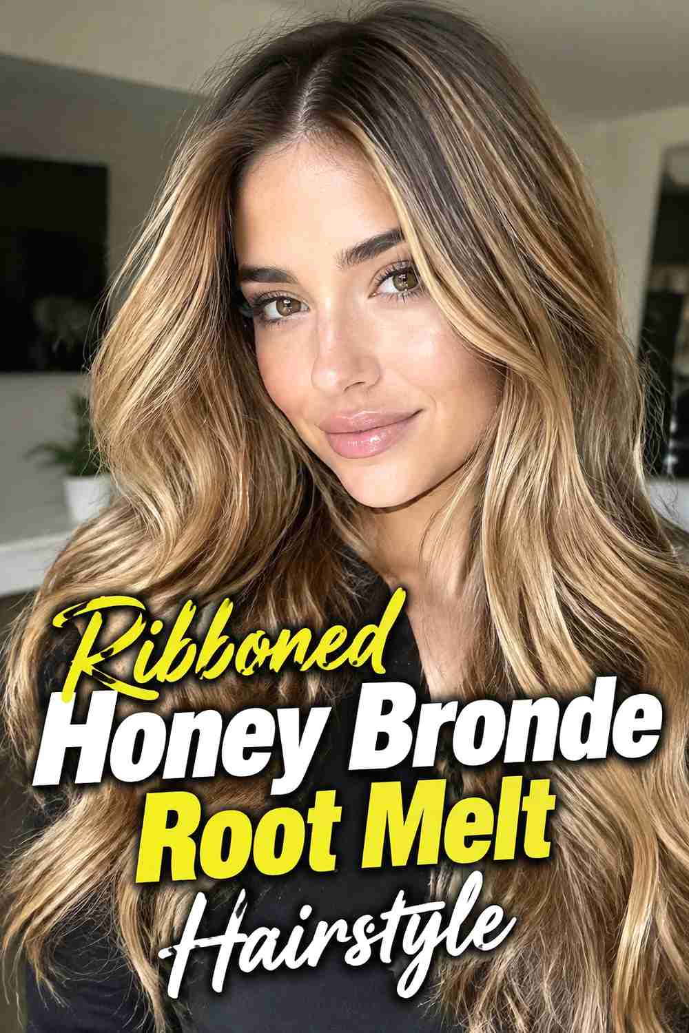 6. Ribboned Honey Bronde Root Melt Hairstyle