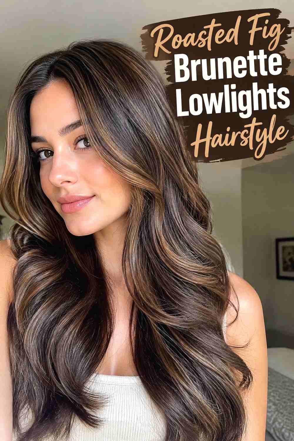 16. Roasted Fig Brunette Lowlights Hairstyle