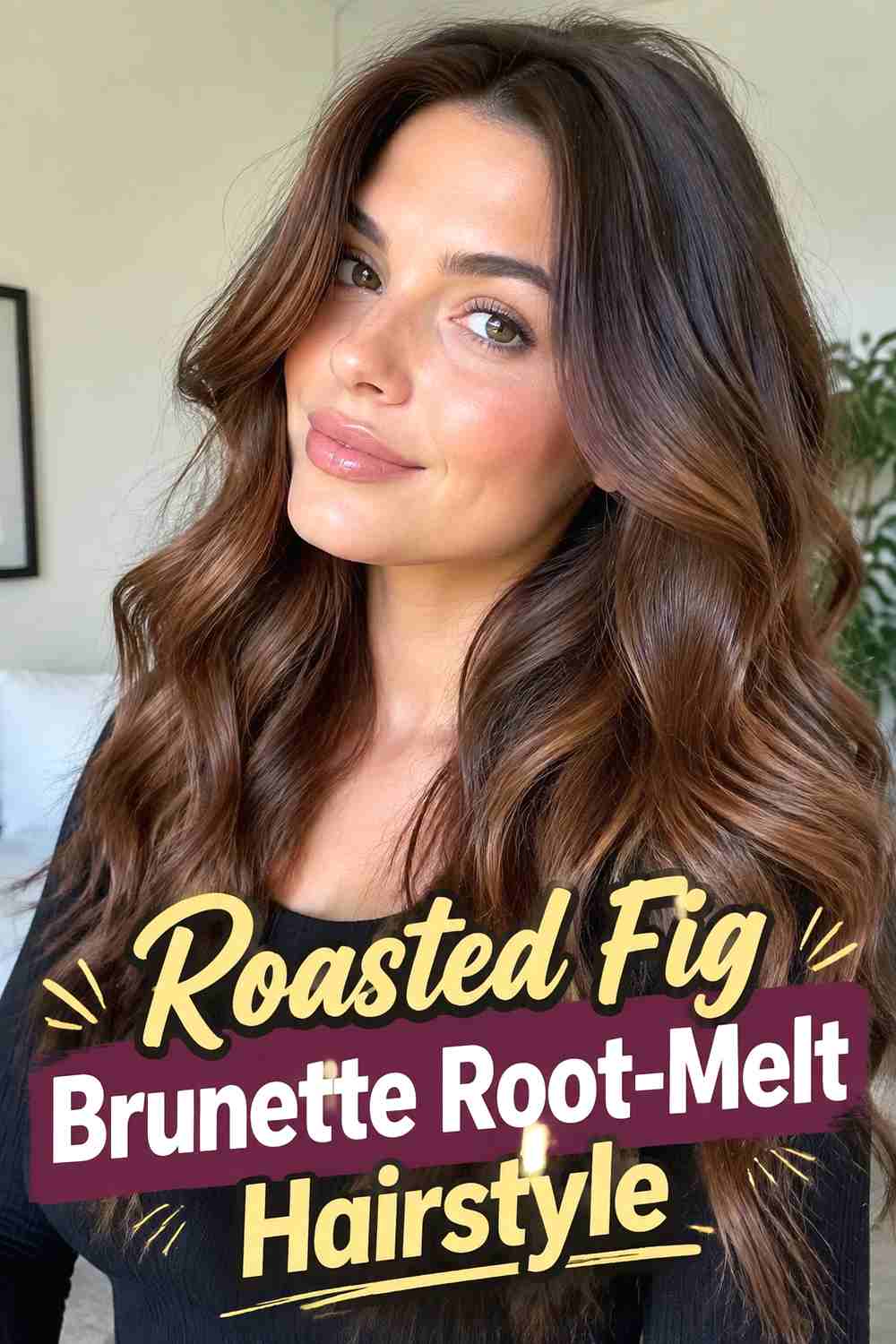 11. Roasted Fig Brunette Root Melt Hairstyle