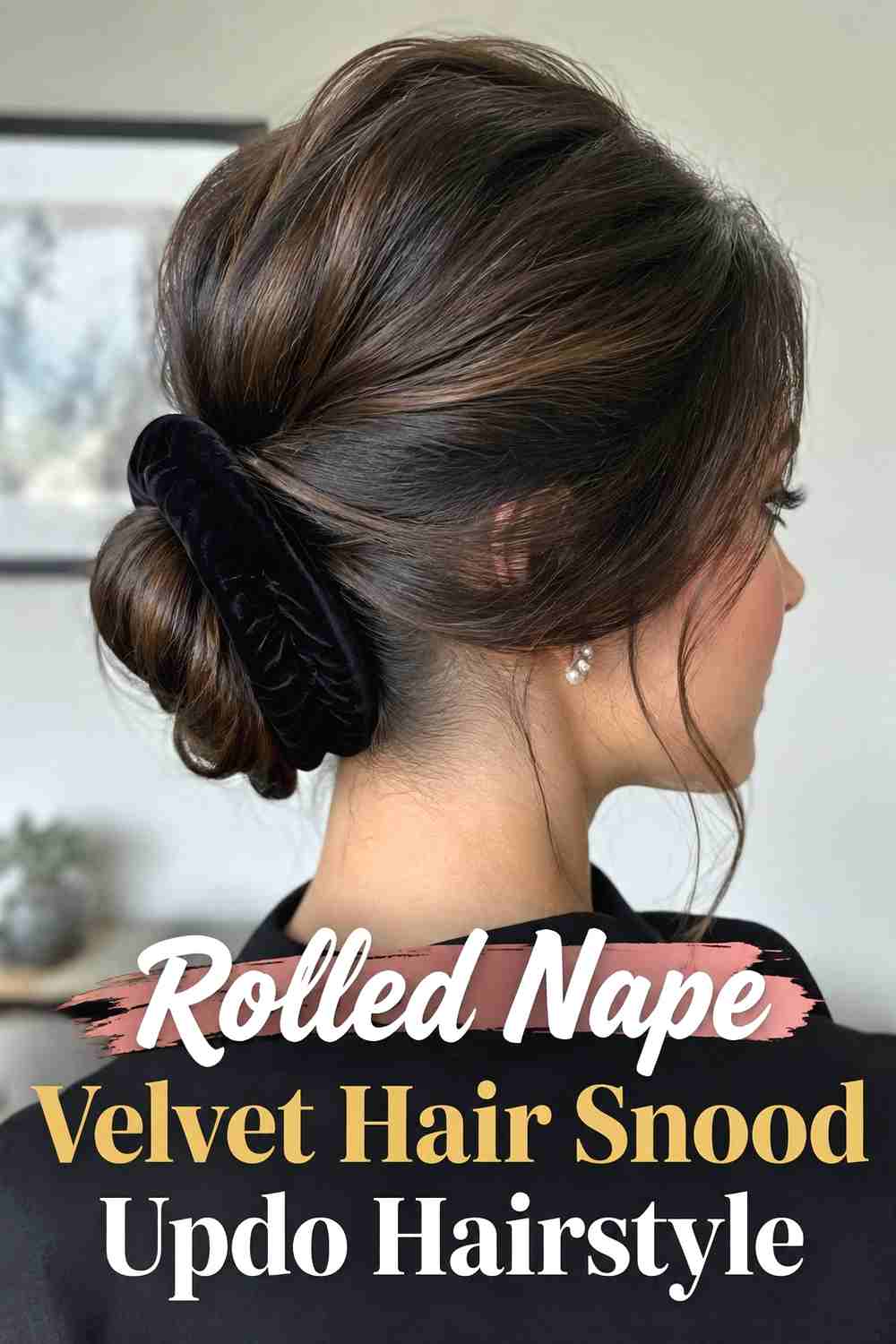 3. Rolled Nape Velvet Hair Snood Updo Hairstyle