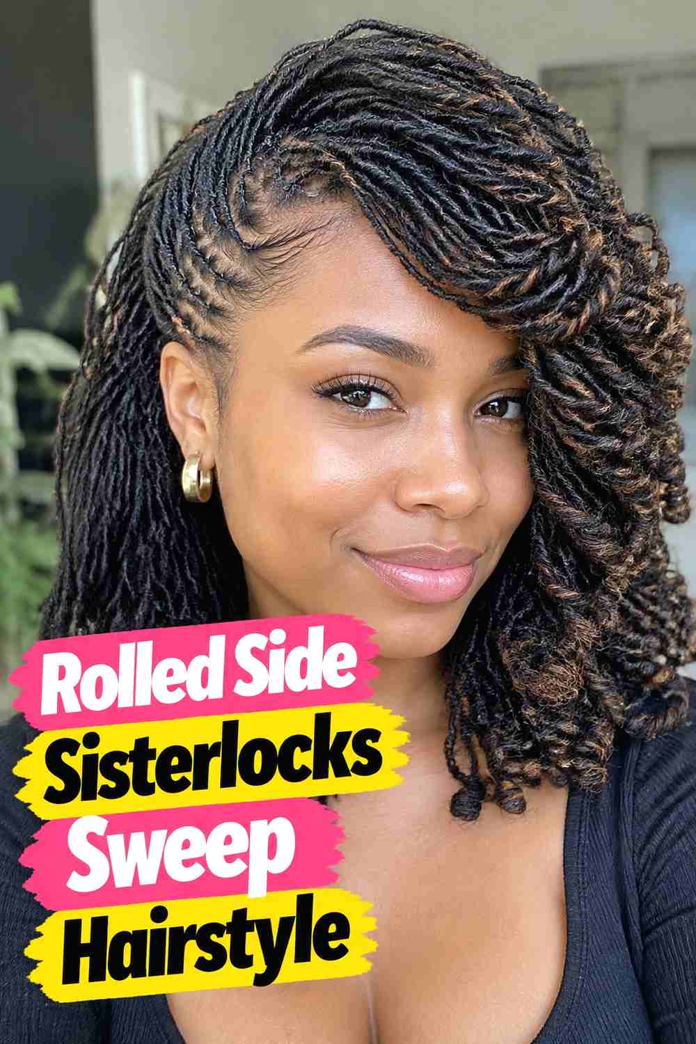 11. Rolled Side Sisterlocks Sweep Hairstyle