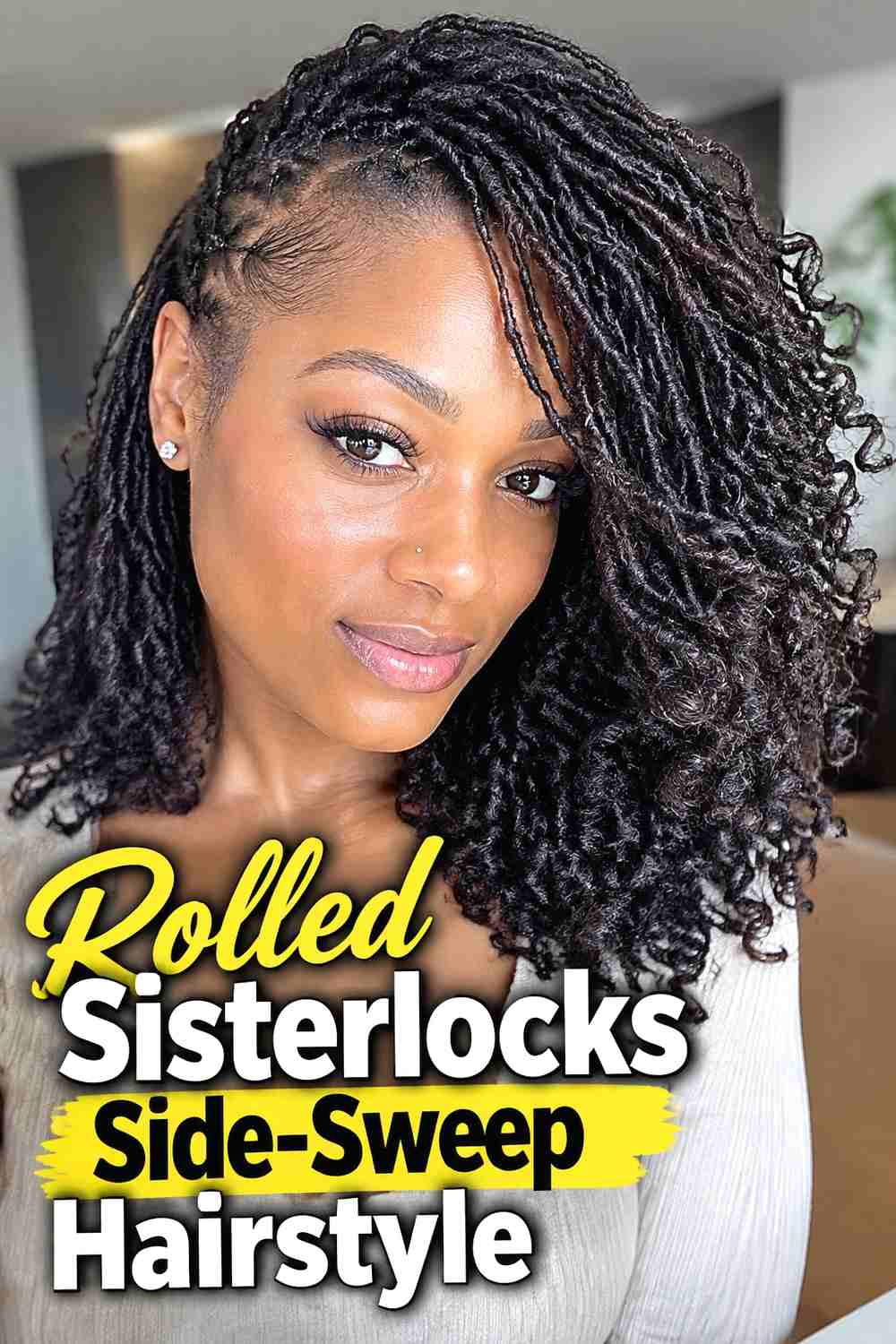 16. Rolled Sisterlocks Side Sweep Hairstyle