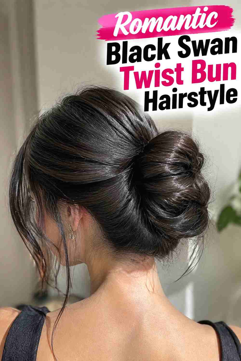 15. Romantic Black Swan Twist Bun Hairstyle