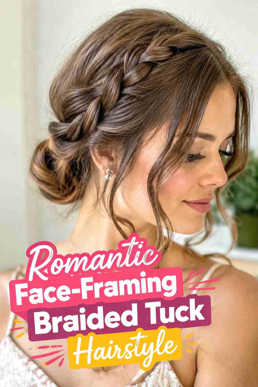 12. Romantic Face Framing Braided Tuck Hairstyle