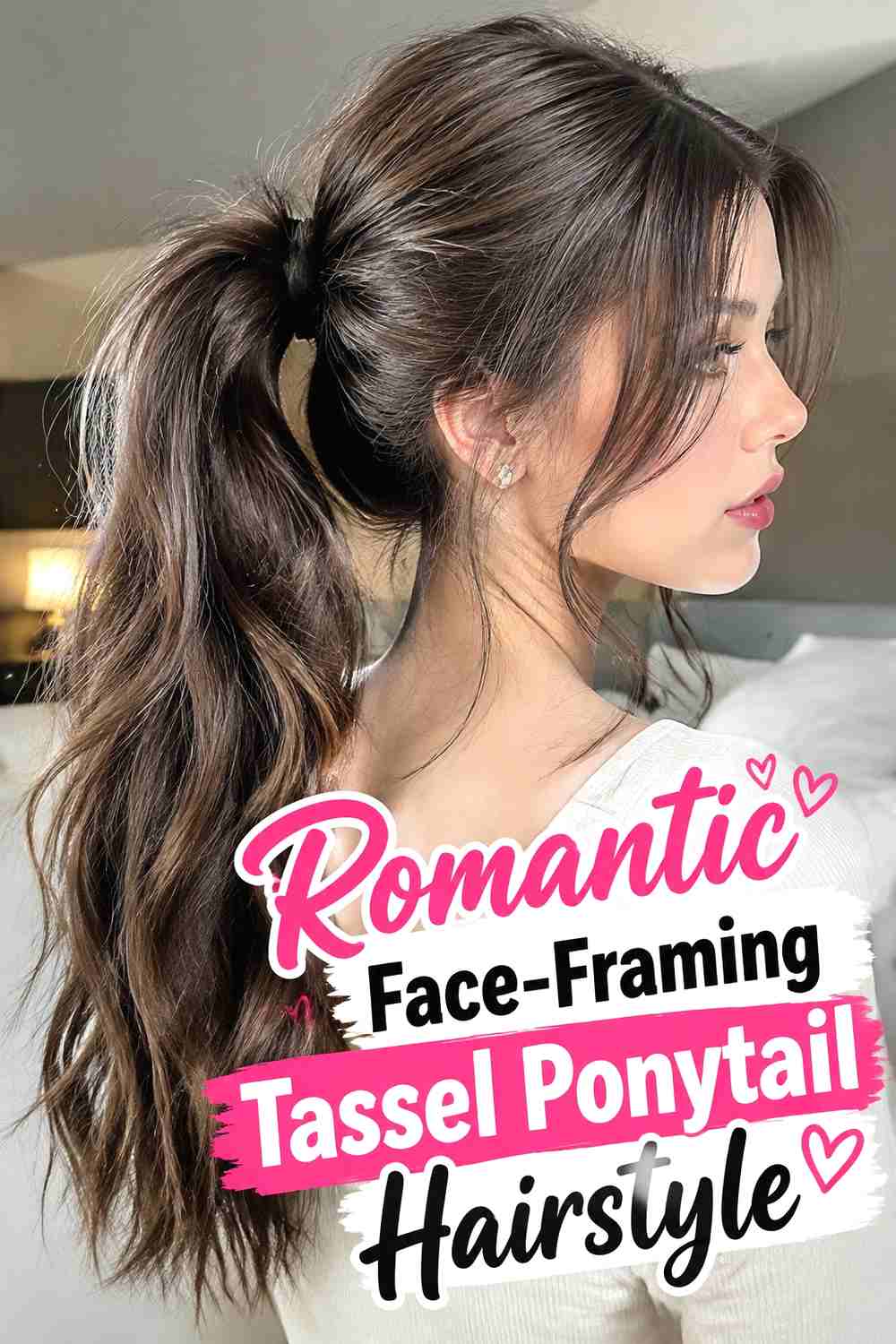13. Romantic Face Framing Tassel Ponytail Hairstyle