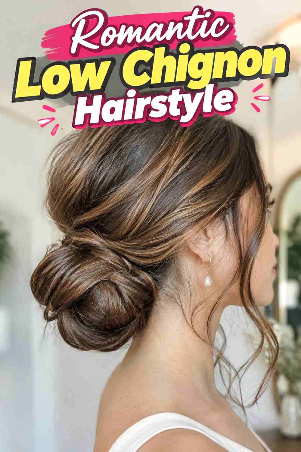 13. Romantic Low Chignon Hairstyle