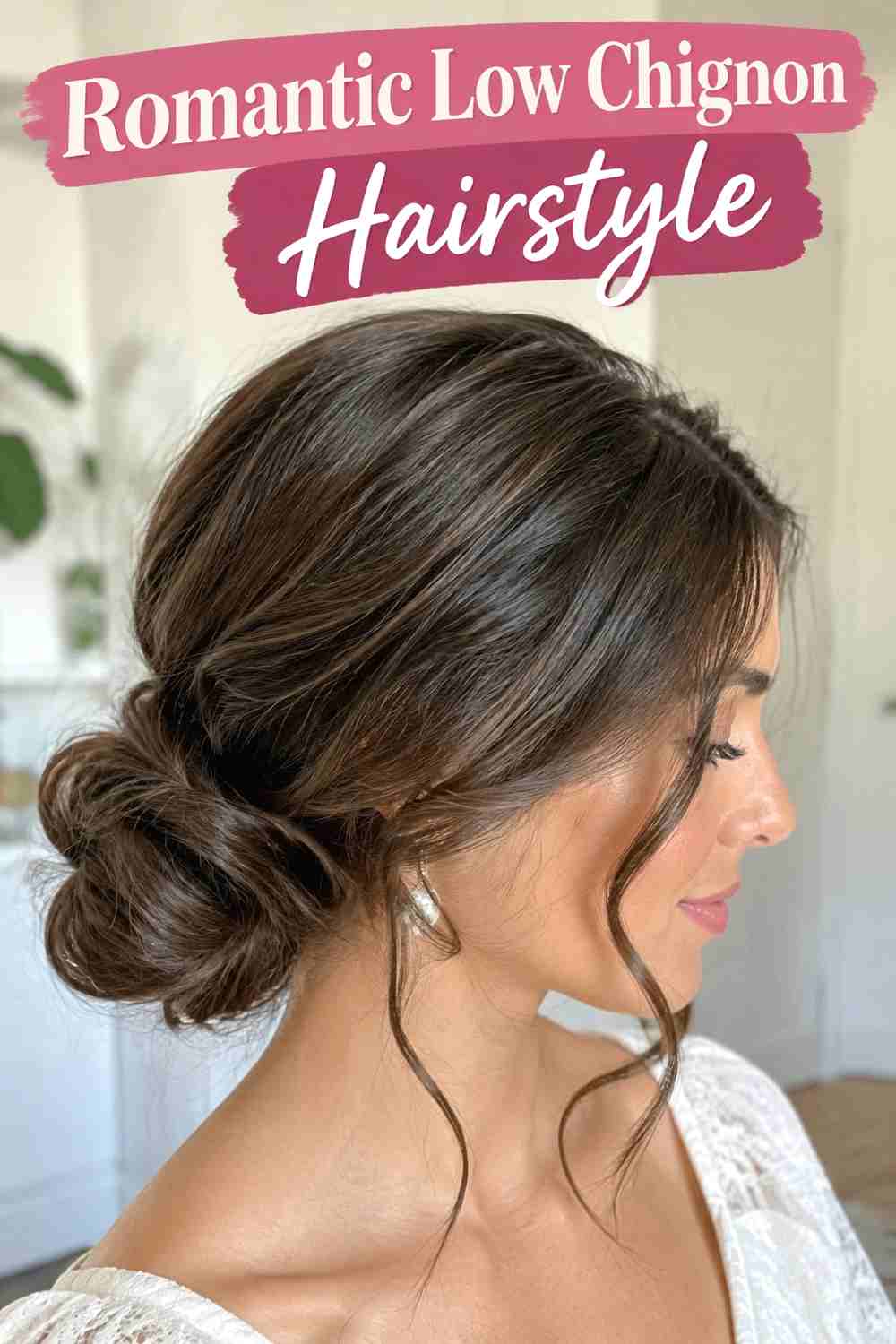 16. Romantic Low Chignon Hairstyle