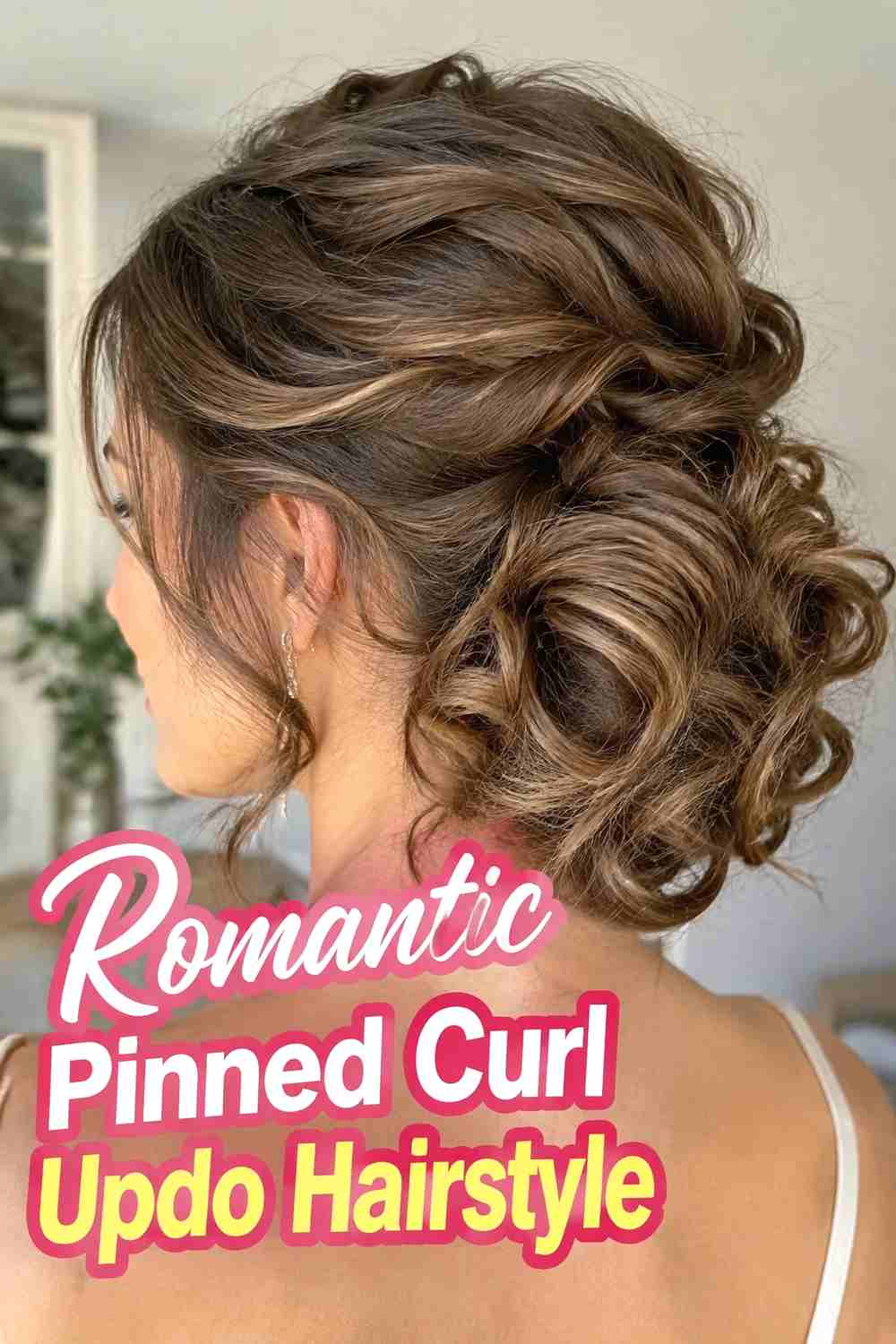 8. Romantic Pinned Curl Updo Hairstyle