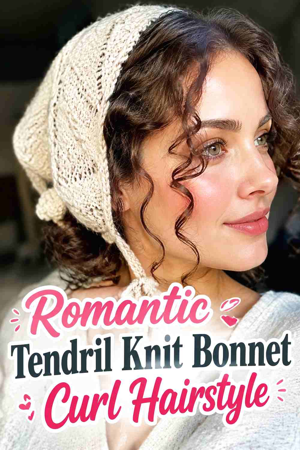 16. Romantic Tendril Knit Bonnet Curl Hairstyle