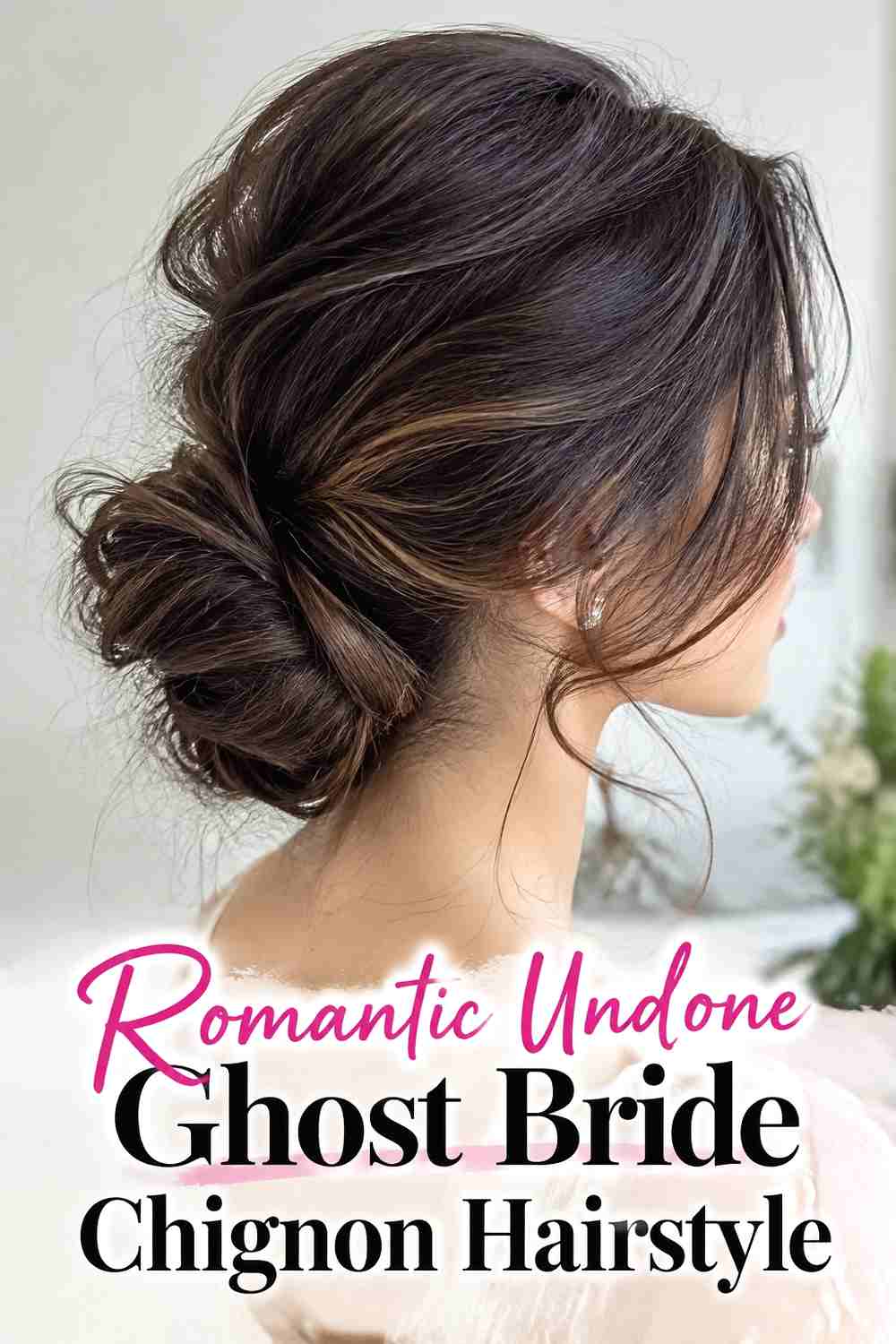 13. Romantic Undone Ghost Bride Chignon Hairstyle
