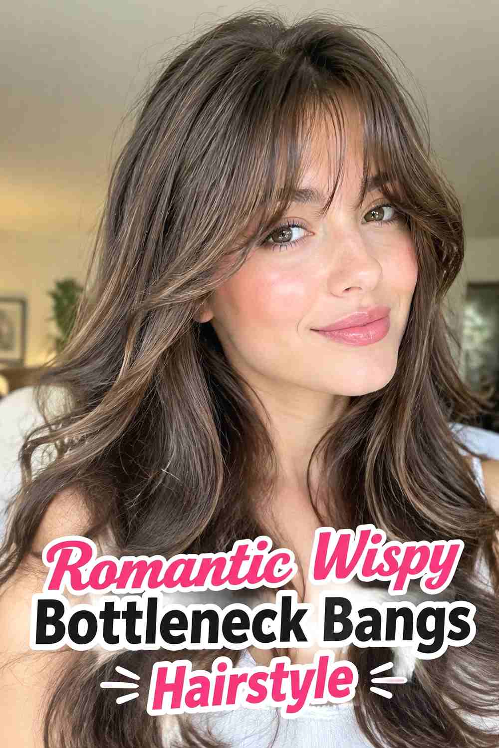 13. Romantic Wispy Bottleneck Bangs Hairstyle