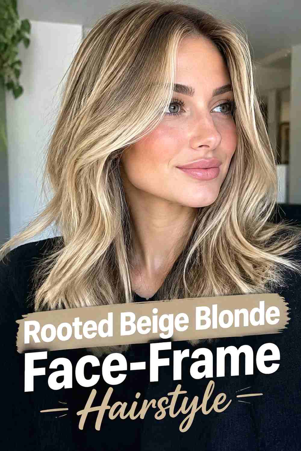 4. Rooted Beige Blonde Face Frame Hairstyle