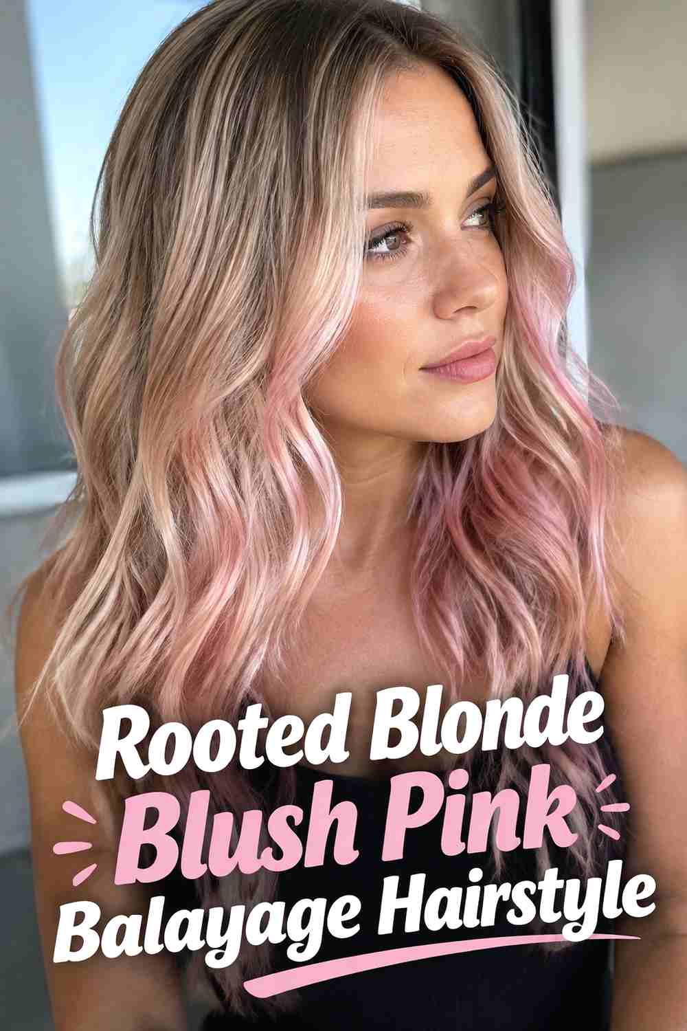 5. Rooted Blonde Blush Pink Balayage Hairstyle
