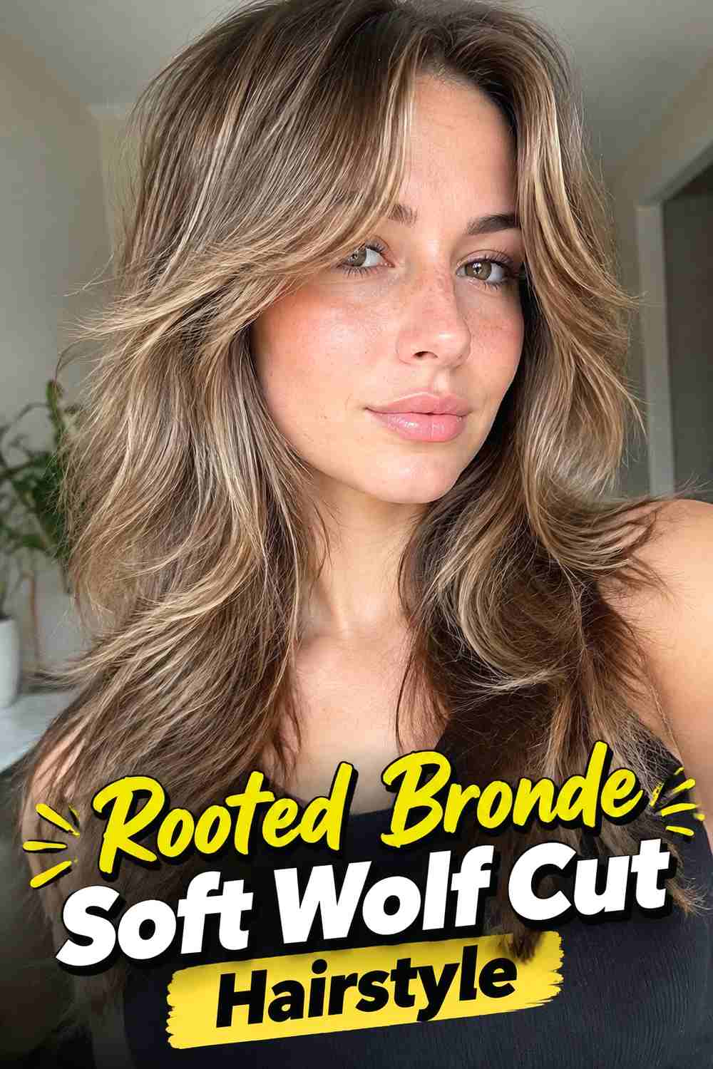 10. Rooted Bronde Soft Wolf Cut Hairstyle