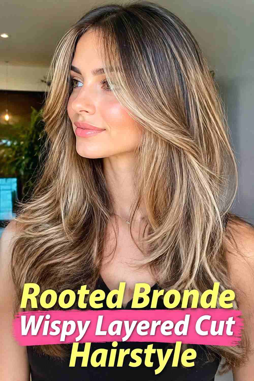 12. Rooted Bronde Wispy Layered Cut Hairstyle