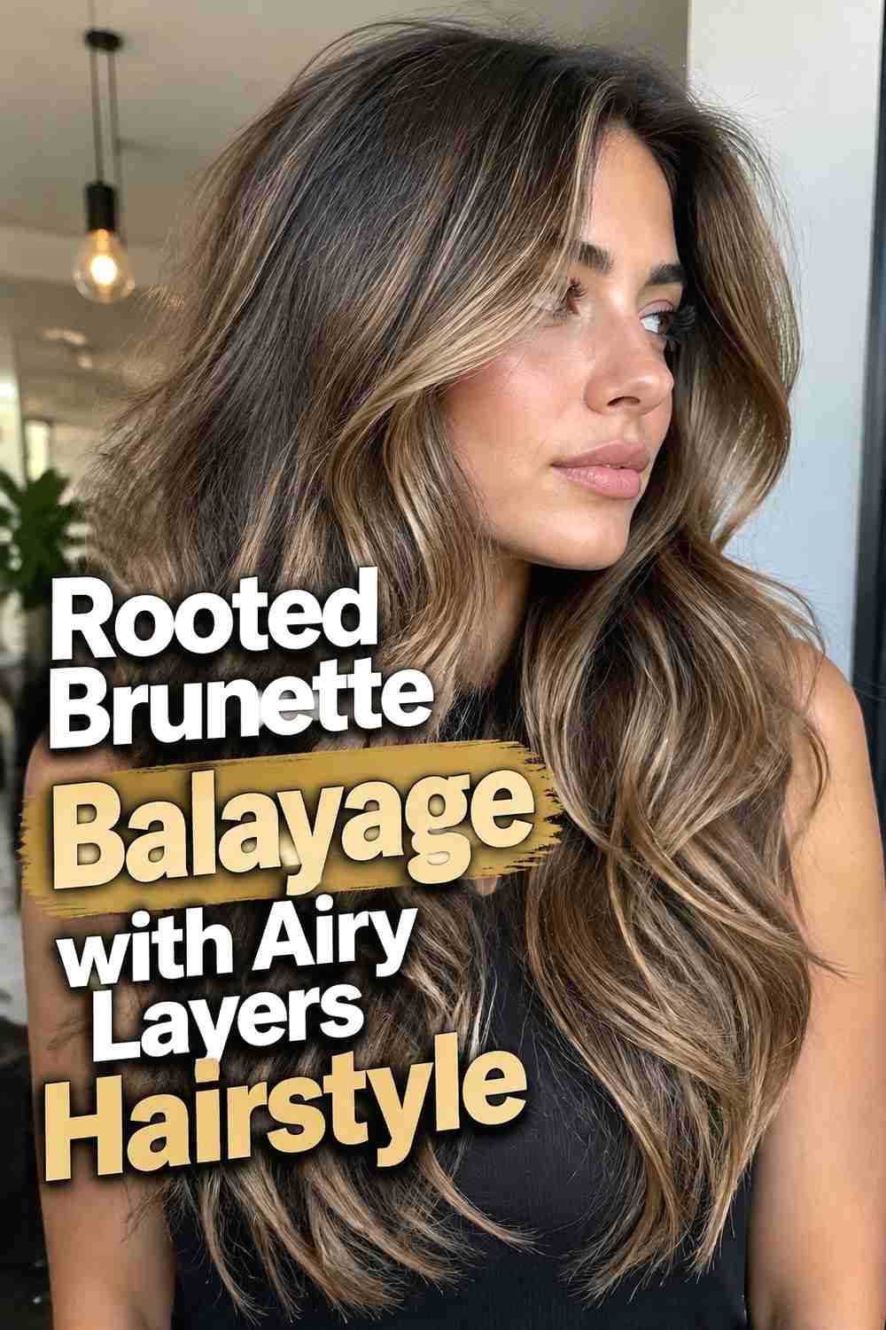 15. Rooted Brunette Balayage With Airy Layers Hairstyle