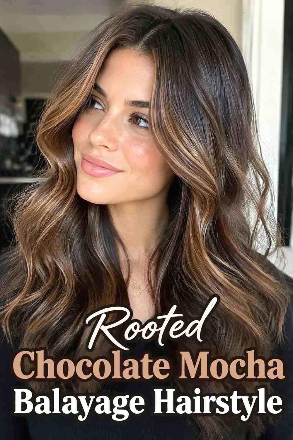 4. Rooted Chocolate Mocha Balayage Hairstyle