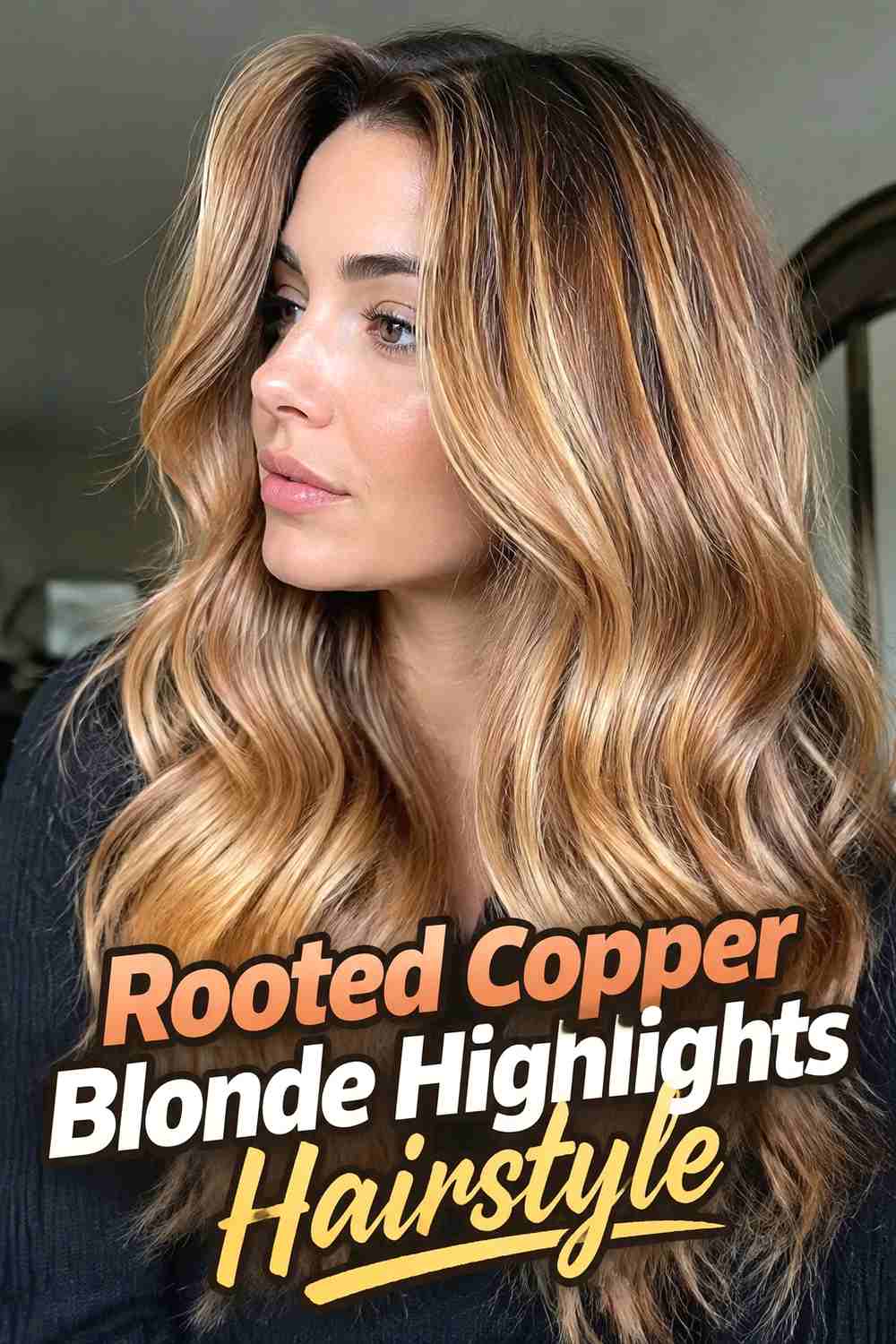 10. Rooted Copper Blonde Highlights Hairstyle