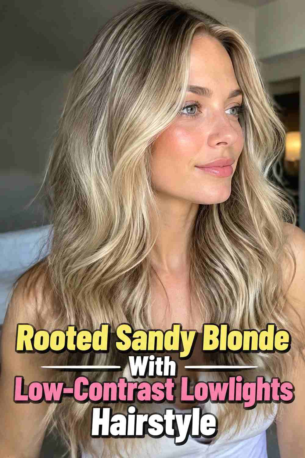 3. Rooted Sandy Blonde With Low Contrast Lowlights Hairstyle