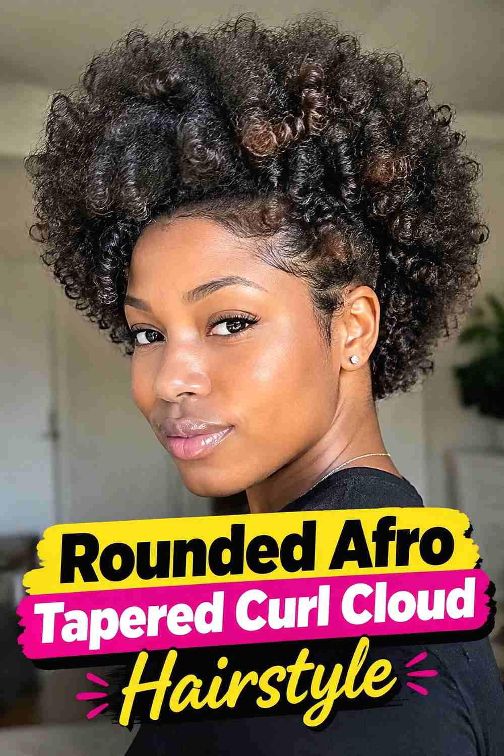 4. Rounded Afro Tapered Curl Cloud Hairstyle