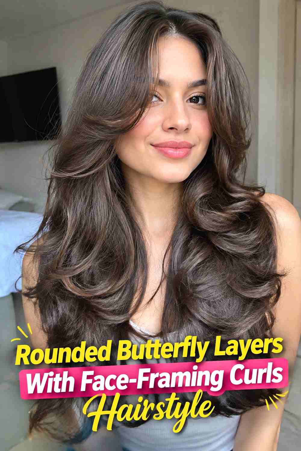 2. Rounded Butterfly Layers With Face Framing Curls Hairstyle