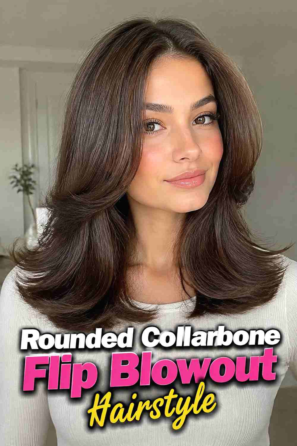9. Rounded Collarbone Flip Blowout Hairstyle