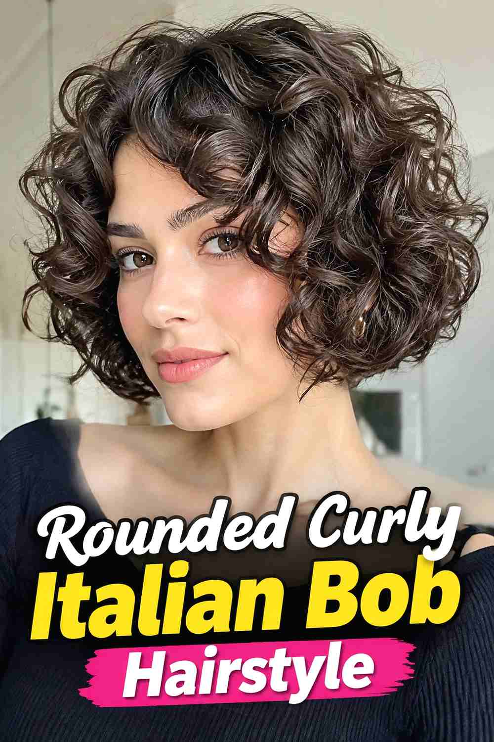 9. Rounded Curly Italian Bob Hairstyle