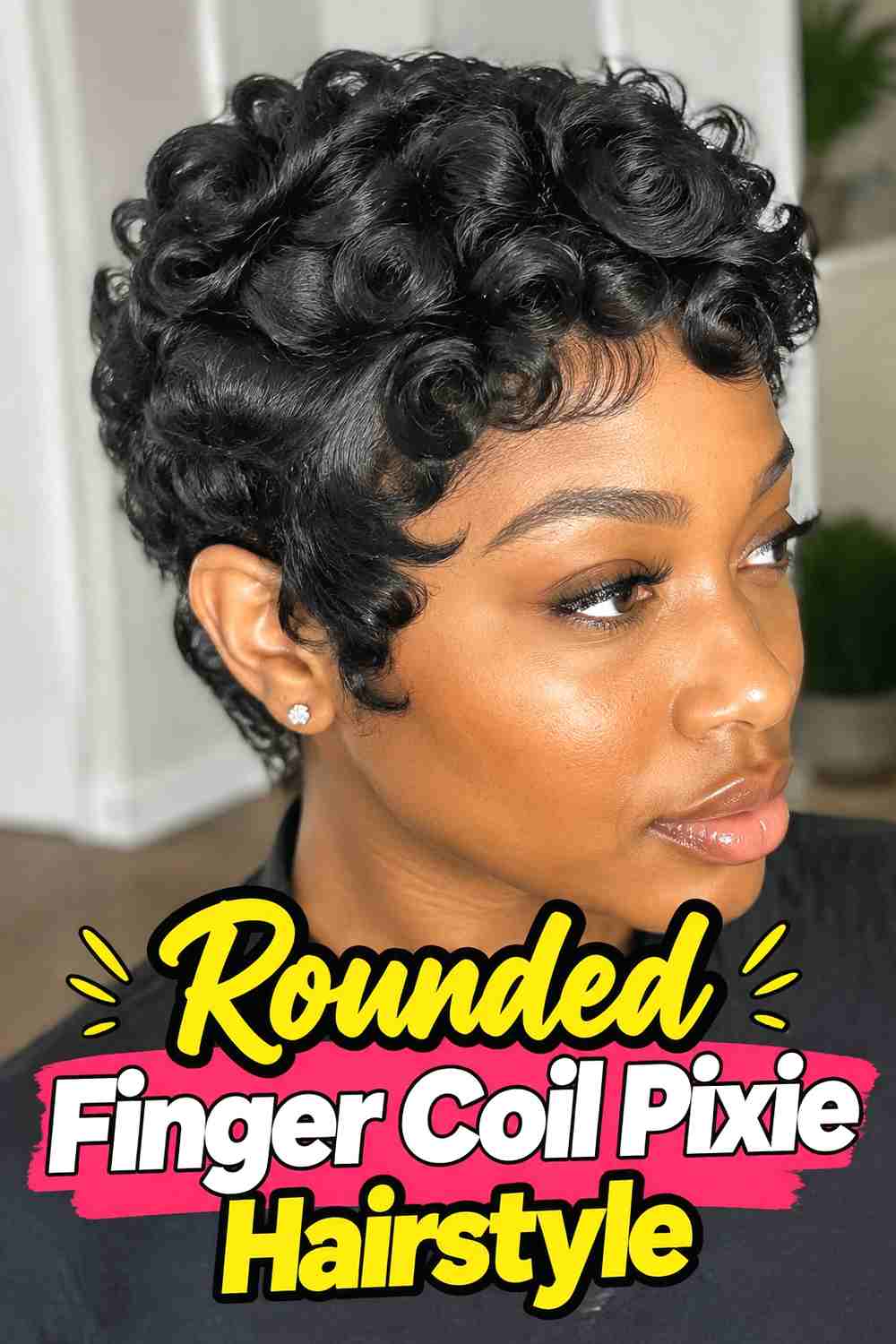 8. Rounded Finger Coil Pixie Hairstyle